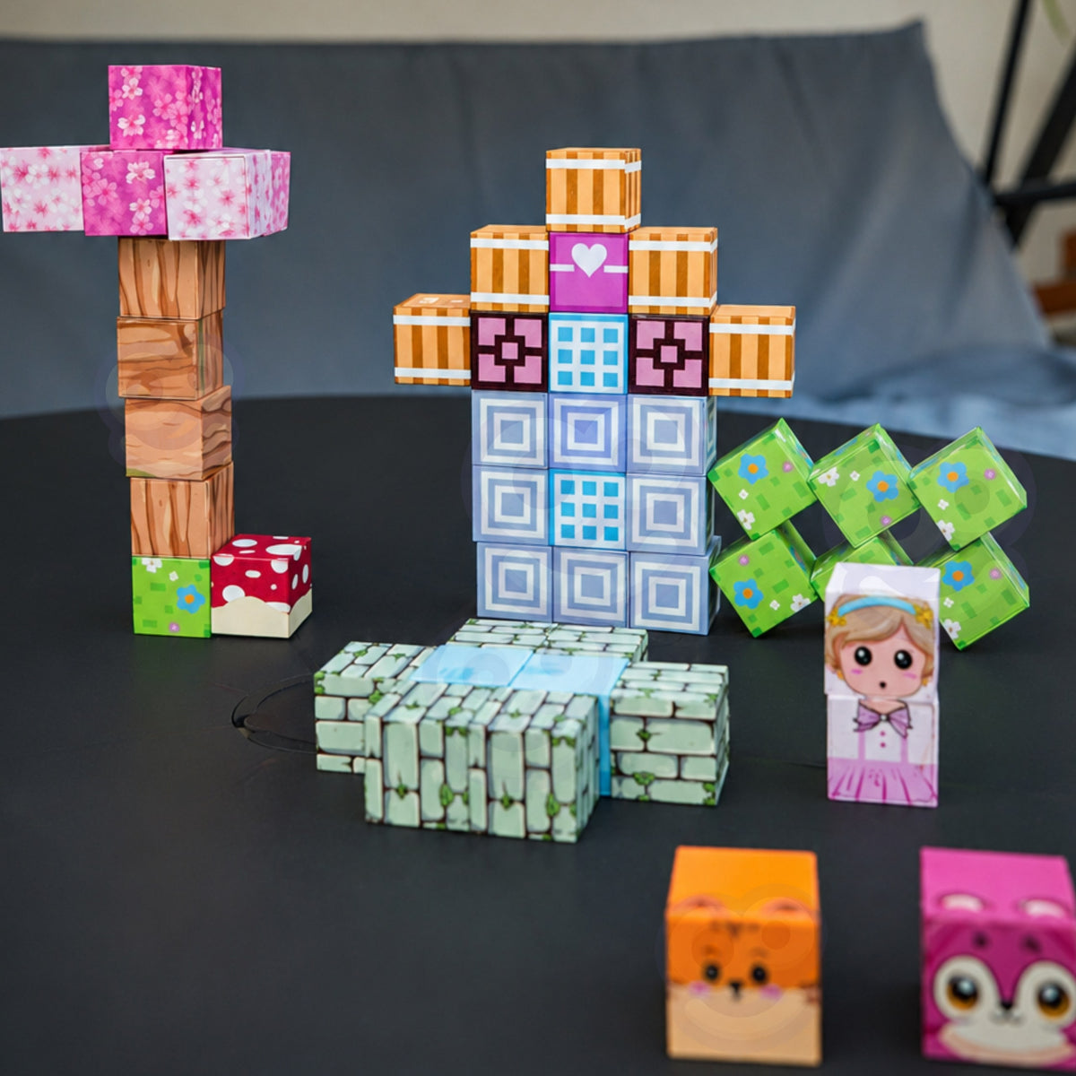 Woopie Magnetiniai kubeliai 48 vnt. Montessori 3D dėlionė