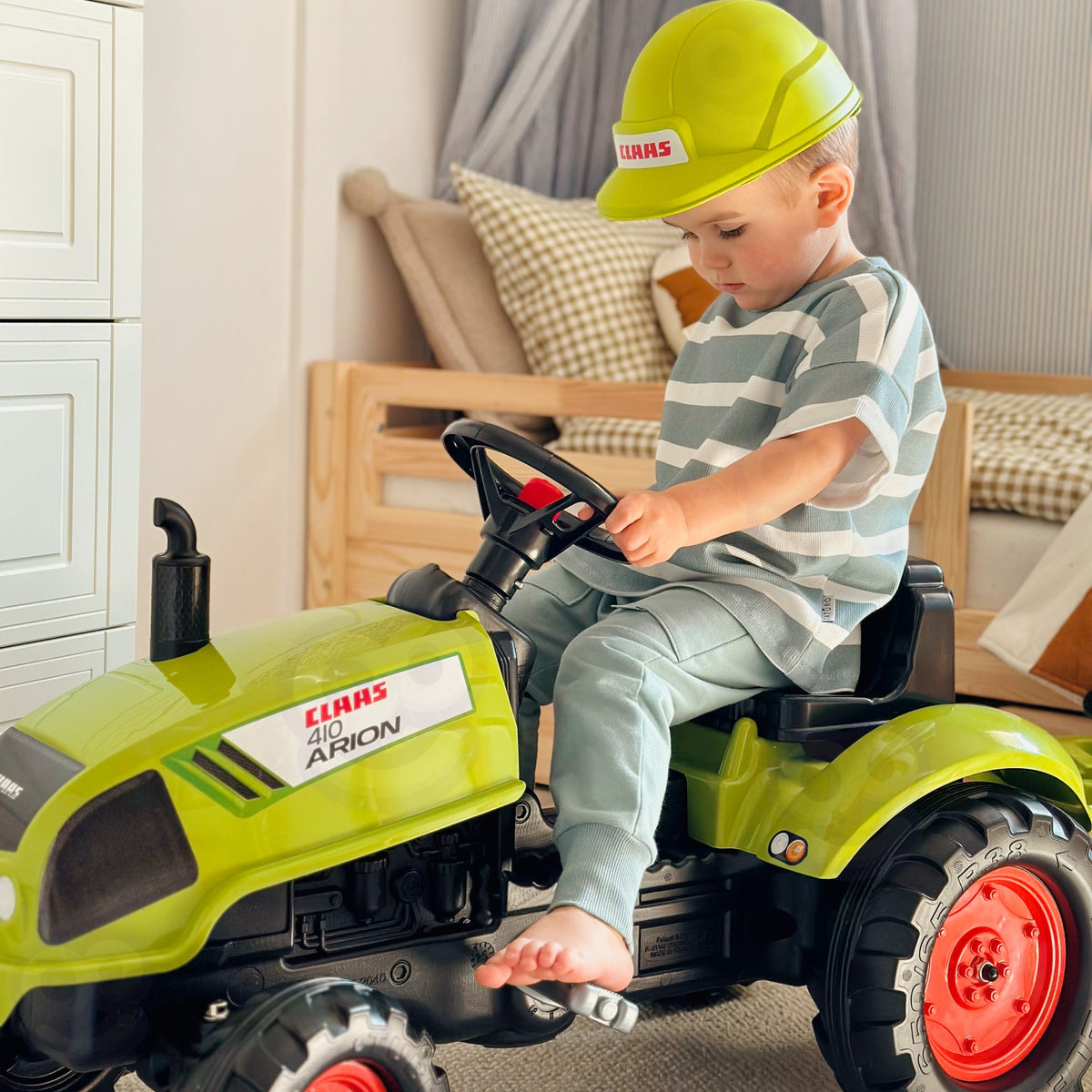 FALK Claas Green minamas traktoriukas su priekaba ir garsiniu signalu 2-5 m.
