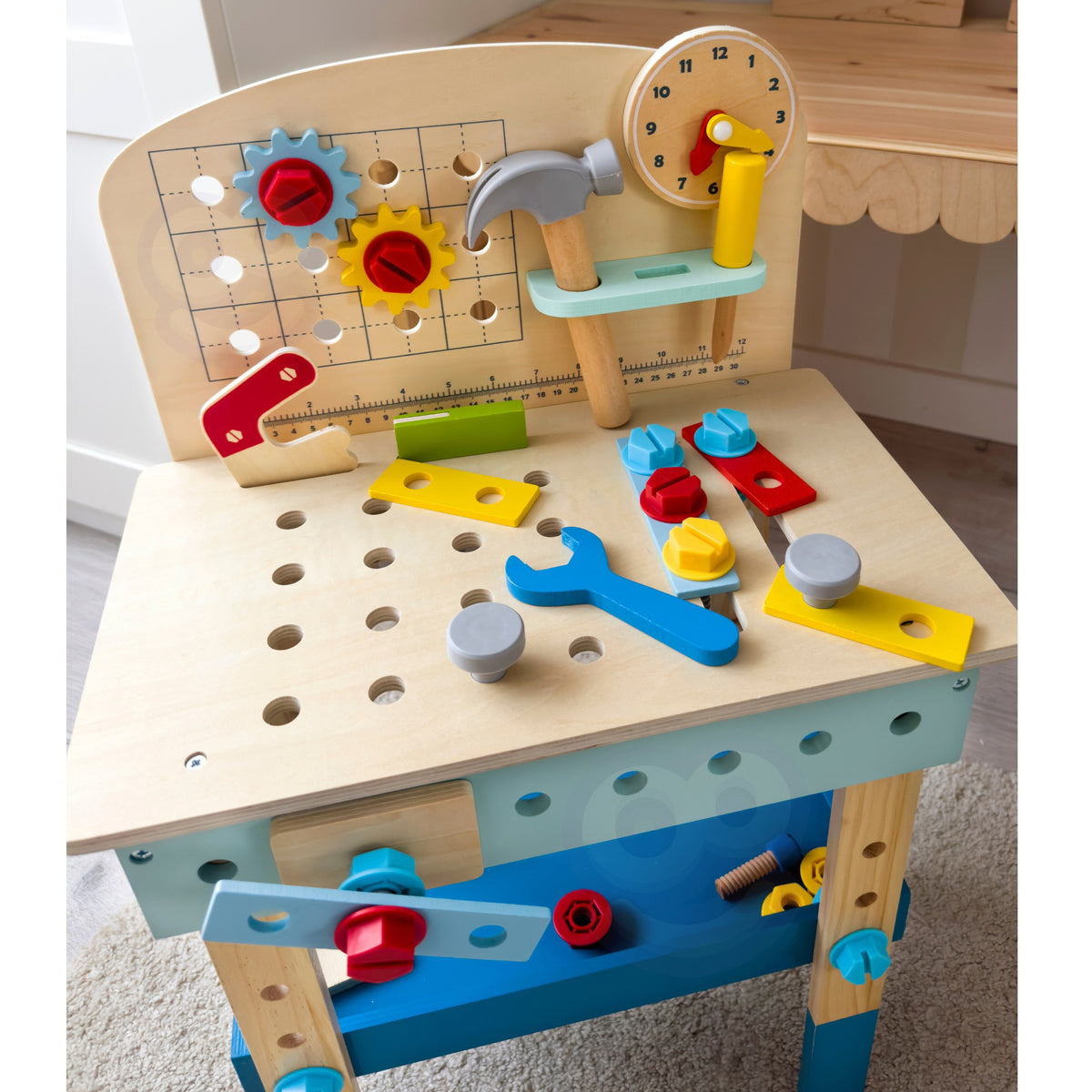 TOOKY TOY Medinis DIY Dirbtuvių Stalas Vaikams 48 Detalės