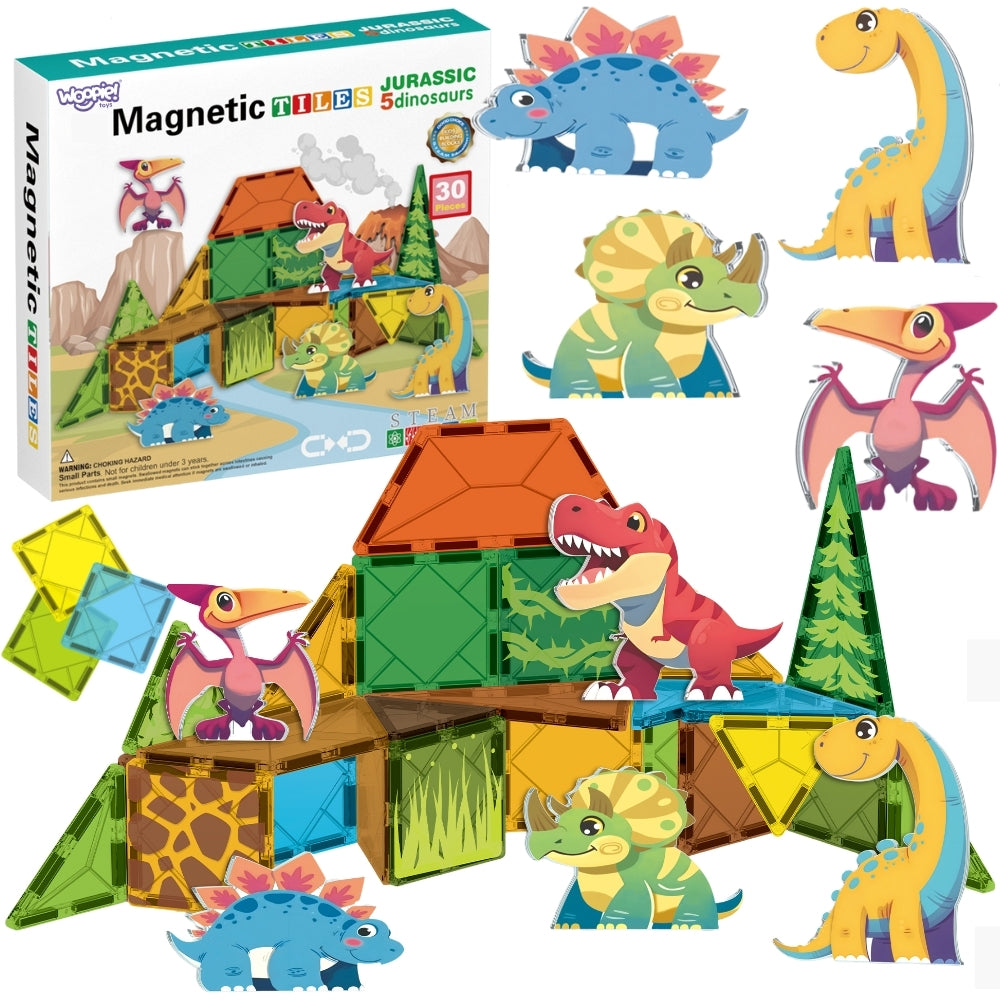 WOOPIE Magnetiniai konstravimo blokeliai „Dino“, 30 dalių, 7,5 cm – pagrindinis vaizdas