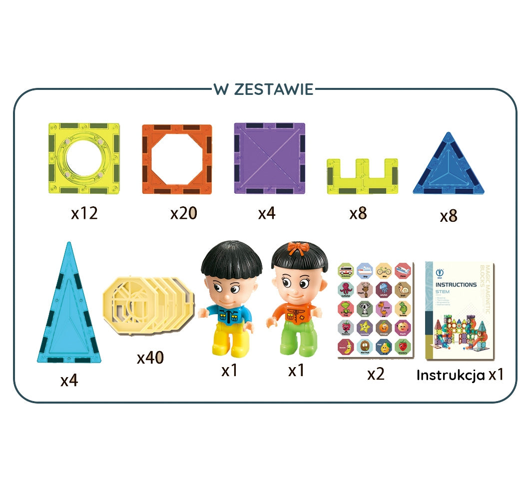 WOOPIE Magnetiniai blokeliai „Pilis“, 98 detalės – pagrindinis vaizdas