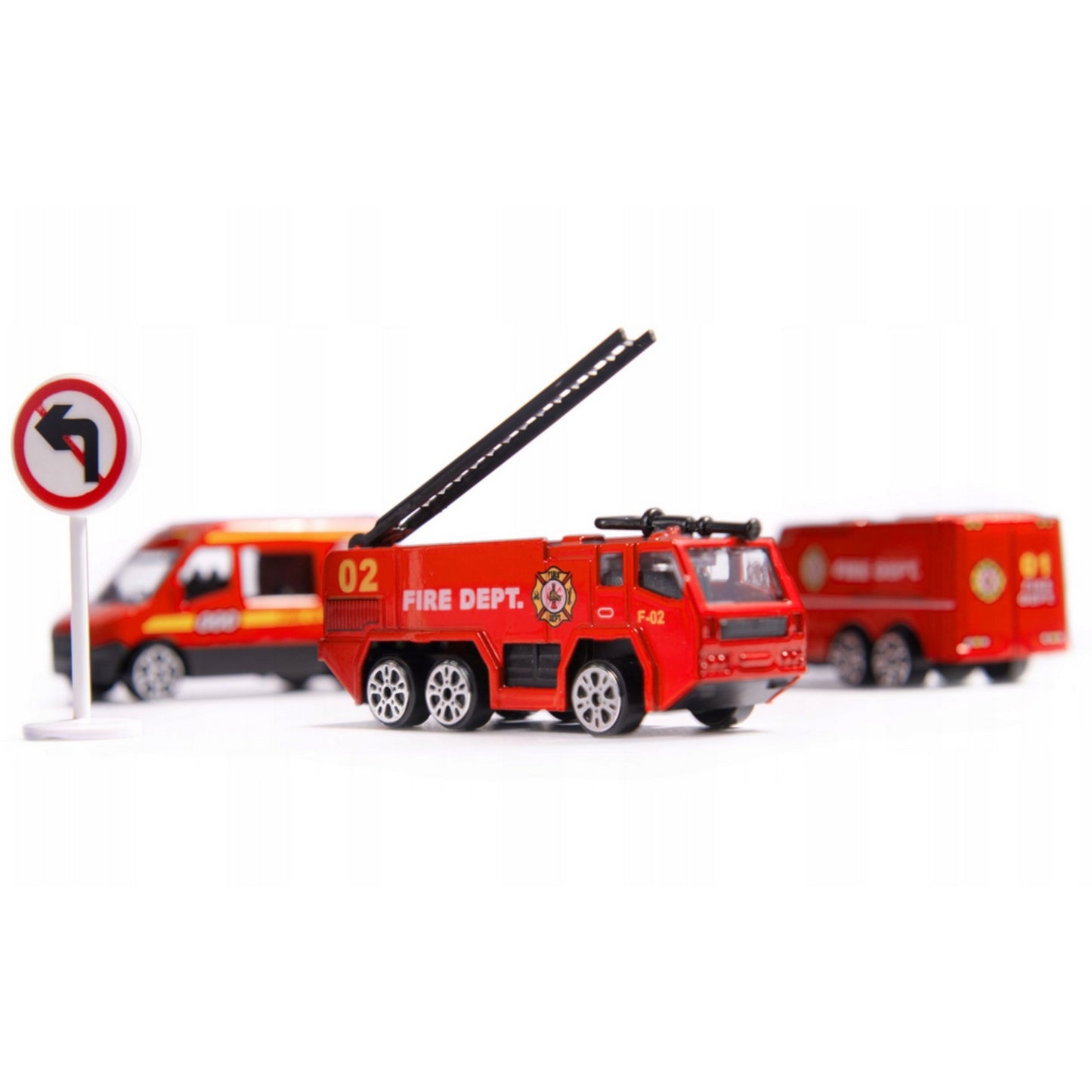 WOOPIE Išskleidžiamas Gaisrinės Lėktuvas-Transporteris su 3 Gaisrinės Mašinėlėmis ir Kelio Ženklais (XL Rinkinys) – vaizdas 3