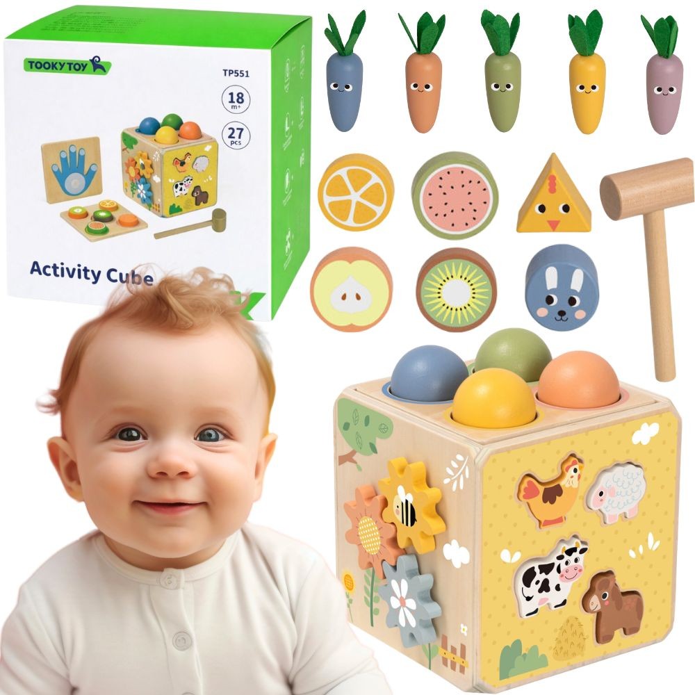 TOOKY TOY Medinis Edukacinis Kubas 5-in-1 su Priedais