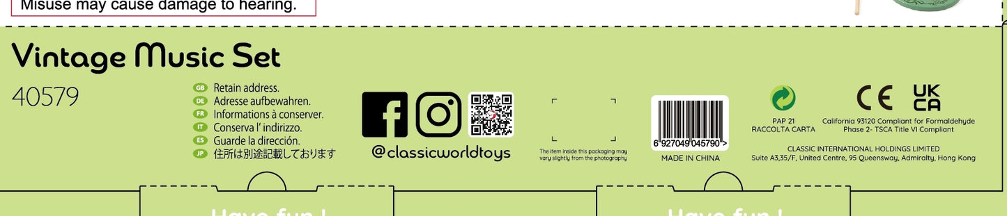 CLASSIC WORLD Medinis muzikos instrumentų rinkinys (fleita, tamburinas, kastanjetai, ksilofonas) – vaizdas 2