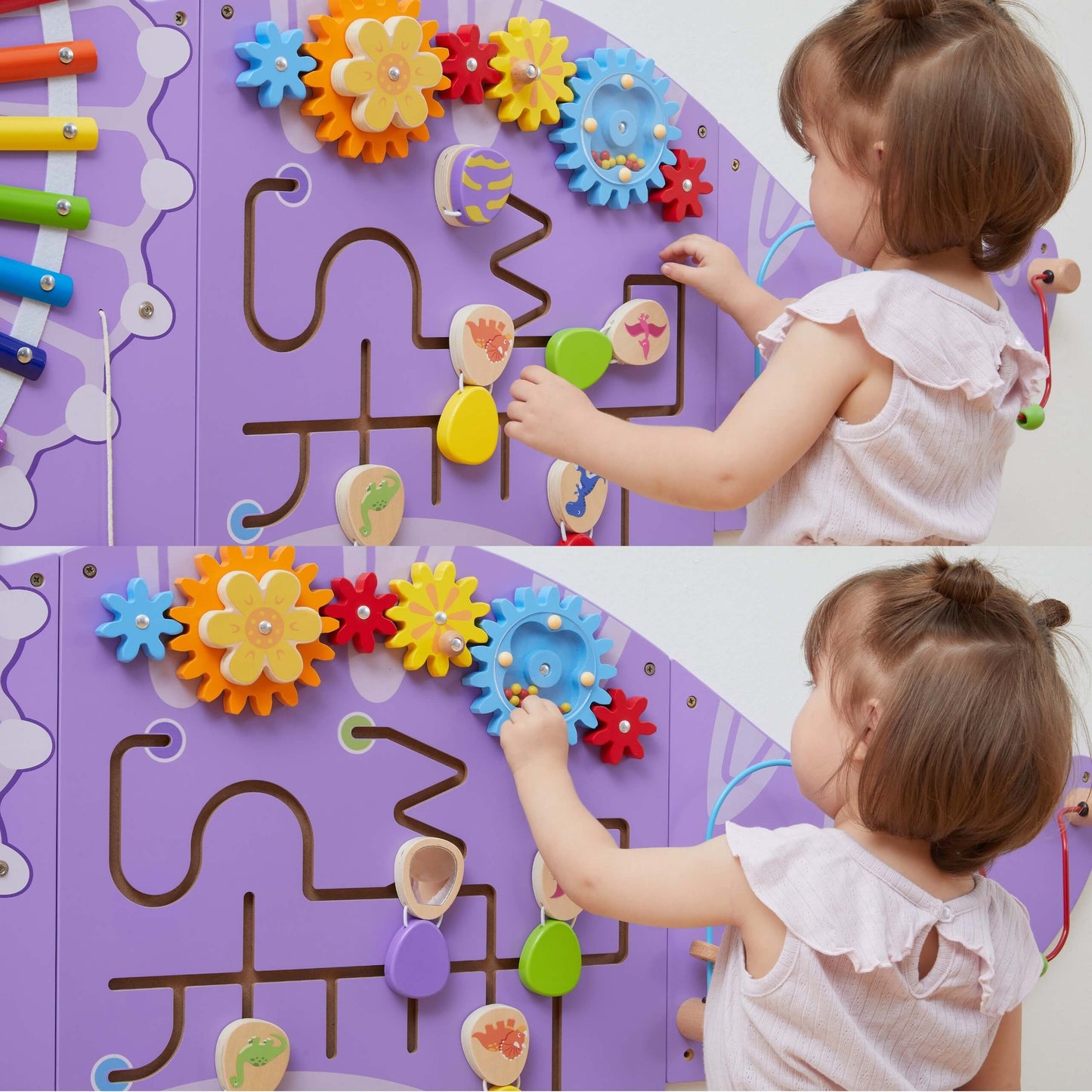 VIGA Medinė Jutimų Lenta Triceratopsas – Montessori Žaislas Vaikams
