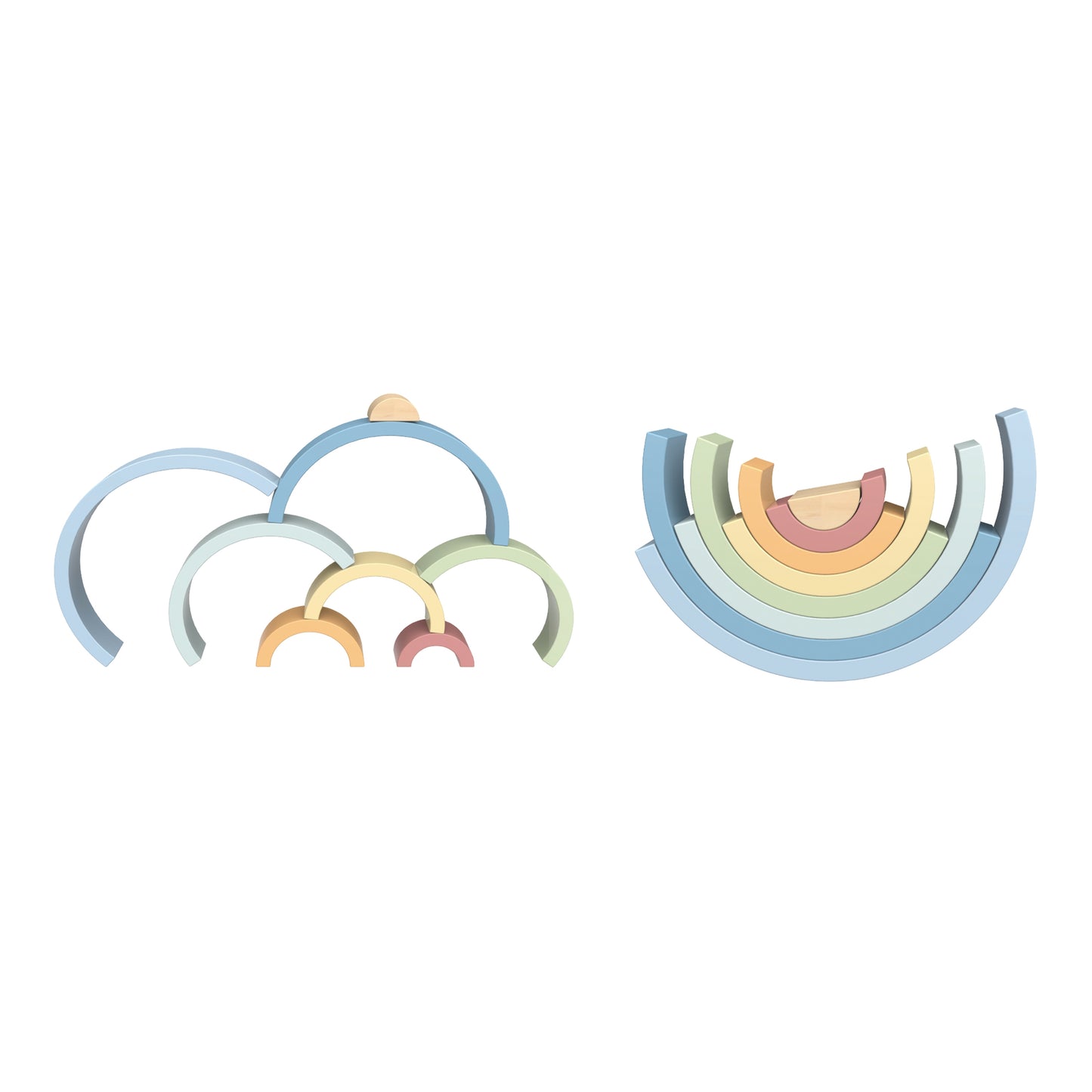 TOOKY TOY Pastelinė medinė dėlionė Vaivorykštė (Montessori kaladėlės) – vaizdas 2