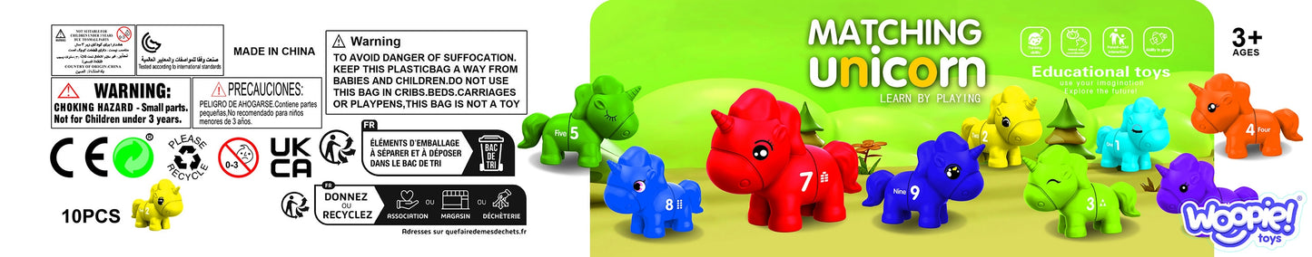 WOOPIE Montessori rinkinys „Suderink Skaičius“: sudedamos vienaragių figūrėlės skaičiams ir spalvoms mokytis, 13 el – vaizdas 2