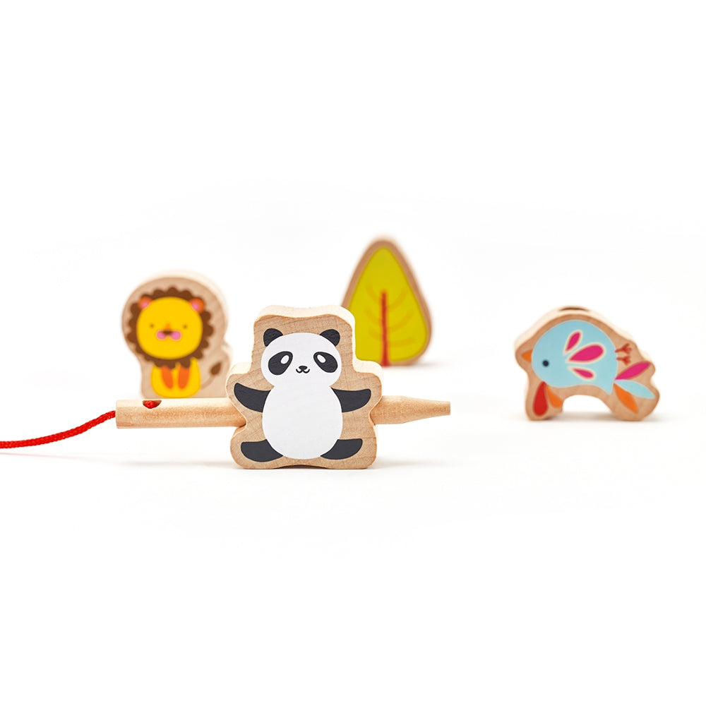 CLASSIC WORLD Medinės vėrimo kaladėlės „ZOO“, 13 elementų – vaizdas 6