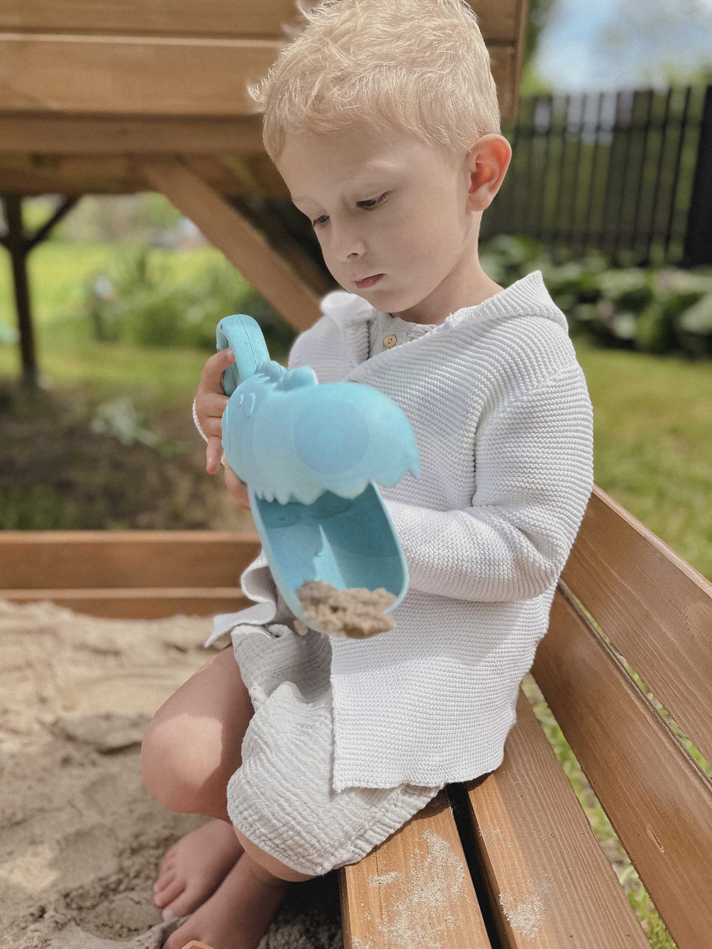 WOOPIE GREEN Biologiškai skaidomas krokodilo formos kastuvas smėliui ir vandeniui, mėlynas – vaizdas 6