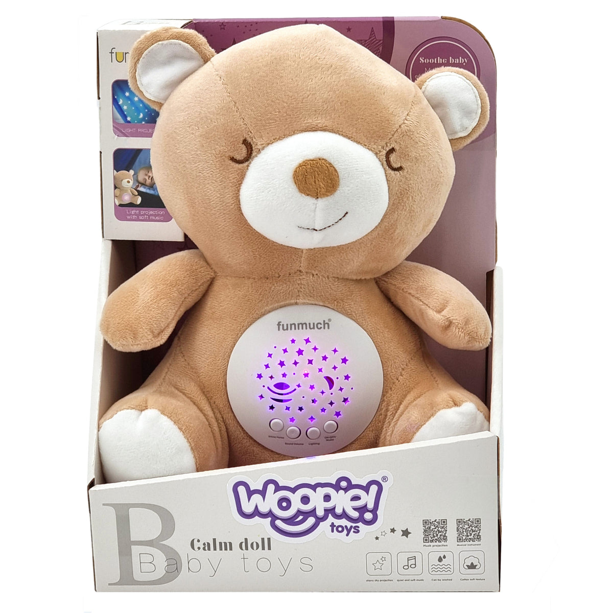 WOOPIE BABY meškiukas 2in1 su žvaigždžių projektoriumi ir lopšinėmis