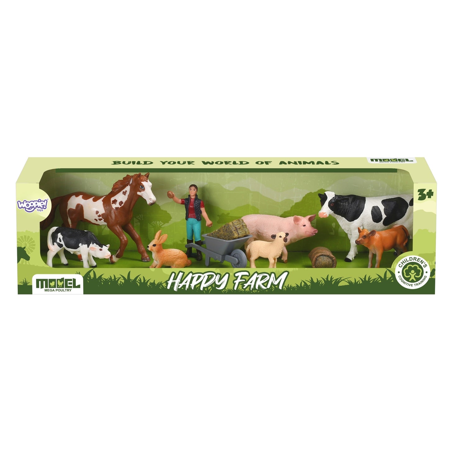 WOOPIE Happy Farm Ūkio Gyvūnų Figūrėlių Rinkinys 10 vnt.