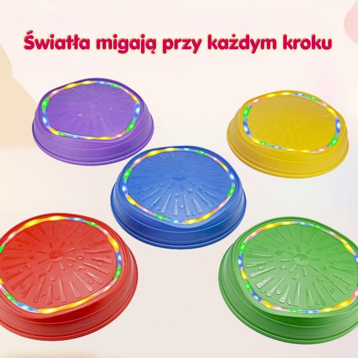WOOPIE Interaktyvūs balanso akmenys su garsu ir šviesa, 5 vnt.