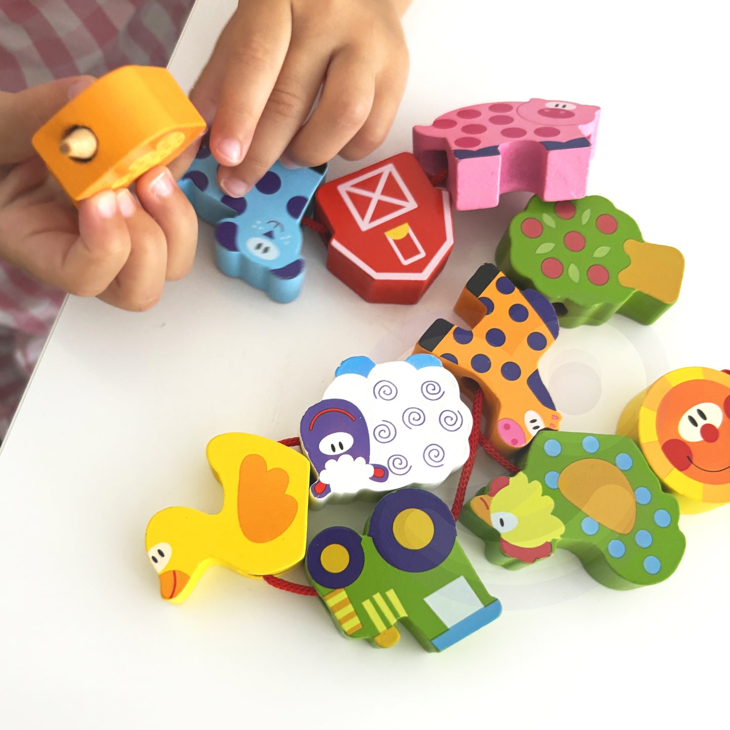 Woopie Green Mediniai Veriamo Ūkio Gyvūnų Kaladėlės – 13 dalių Rinkinys – vaizdas 2