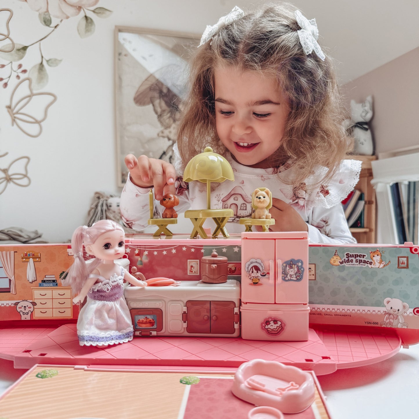 WOOPIE 2 in 1 XXL Kemperis Lėlių Namelis su Priedais