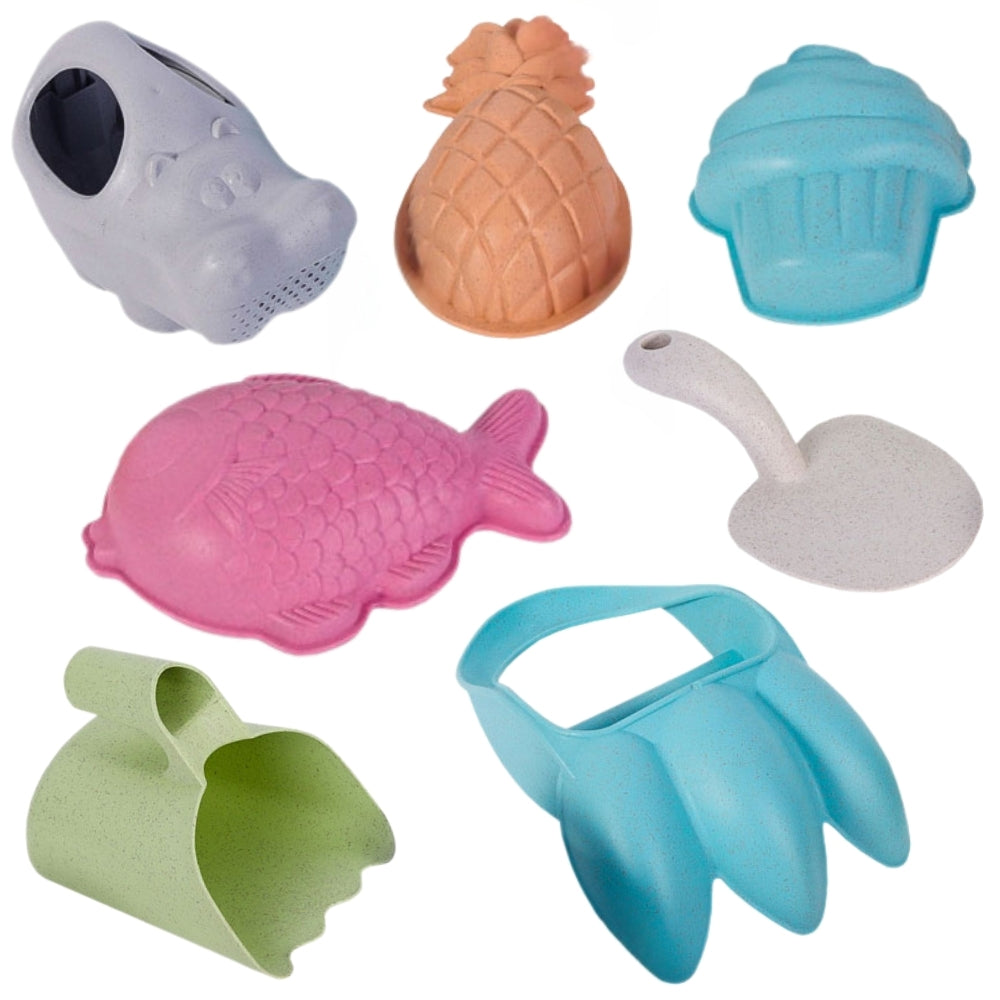 WOOPIE GREEN Biologiškai skaidomas smėlio žaislų rinkinys su griebtuvais, 7 dalys – pagrindinis vaizdas