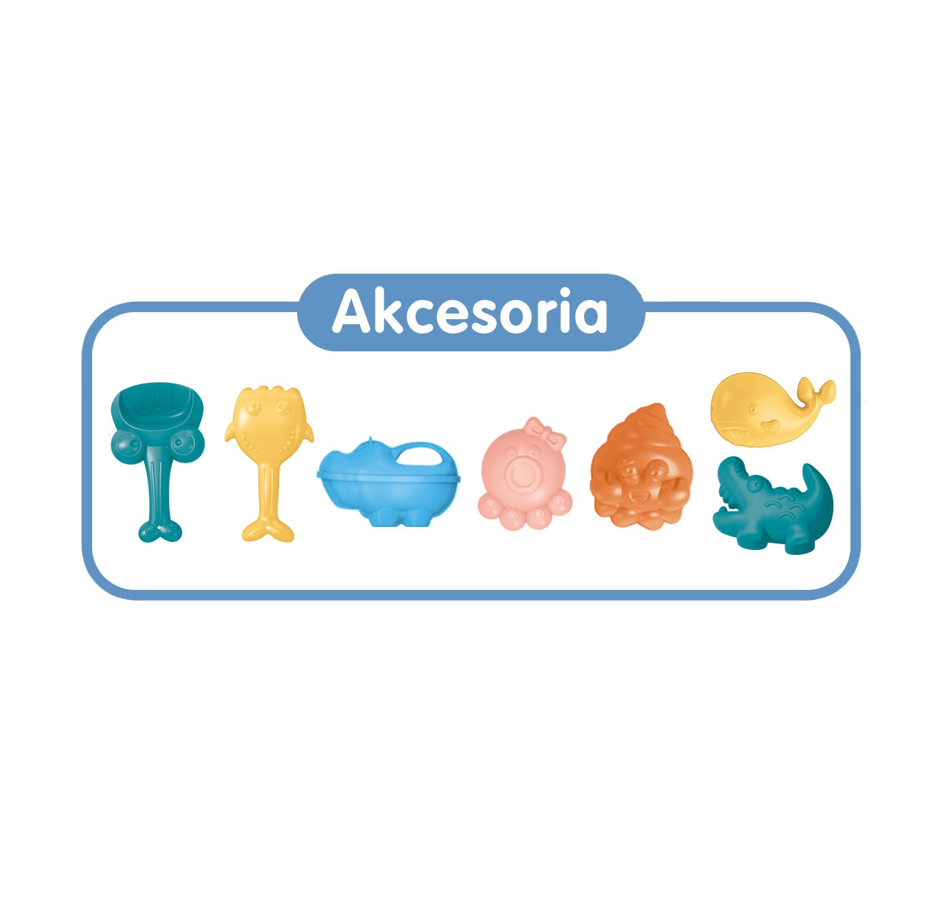 WOOPIE 3in1 smėlio ir vandens žaidimų rinkinys lagaminėlyje „Karvytė“ – priedai – vaizdas 4