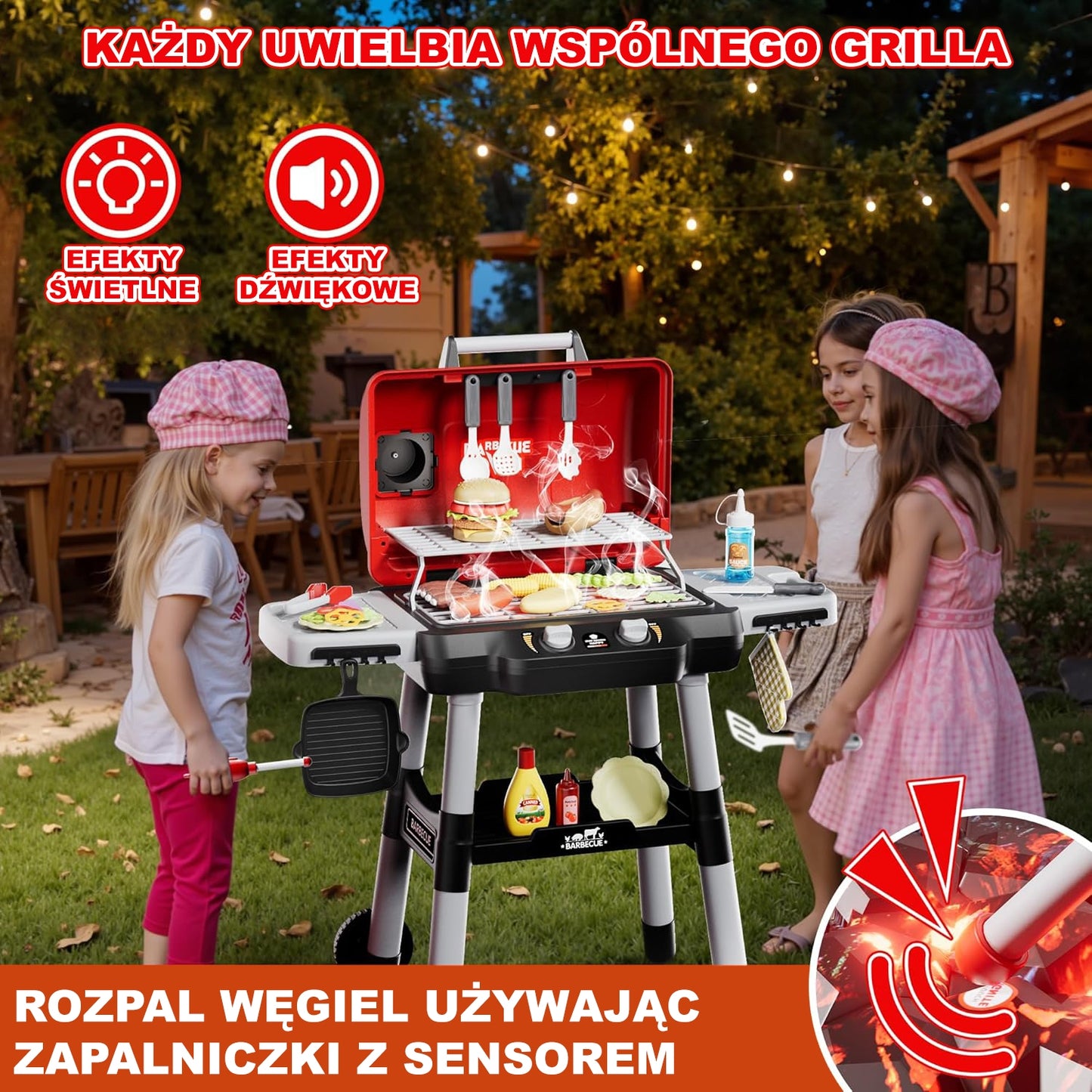 WOOPIE Interaktyvus sodo grilis Barbekiu su LED, XL rinkinys, 31 dalis – vaizdas 2