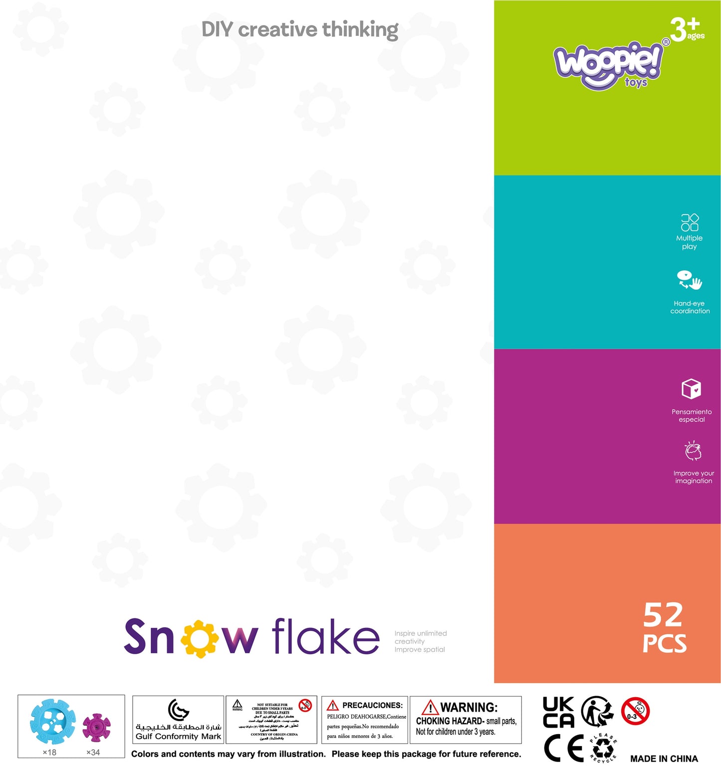 WOOPIE Konstrukcinės kaladėlės „Ežiukai/Vafliai“, 52 vnt – vaizdas 2