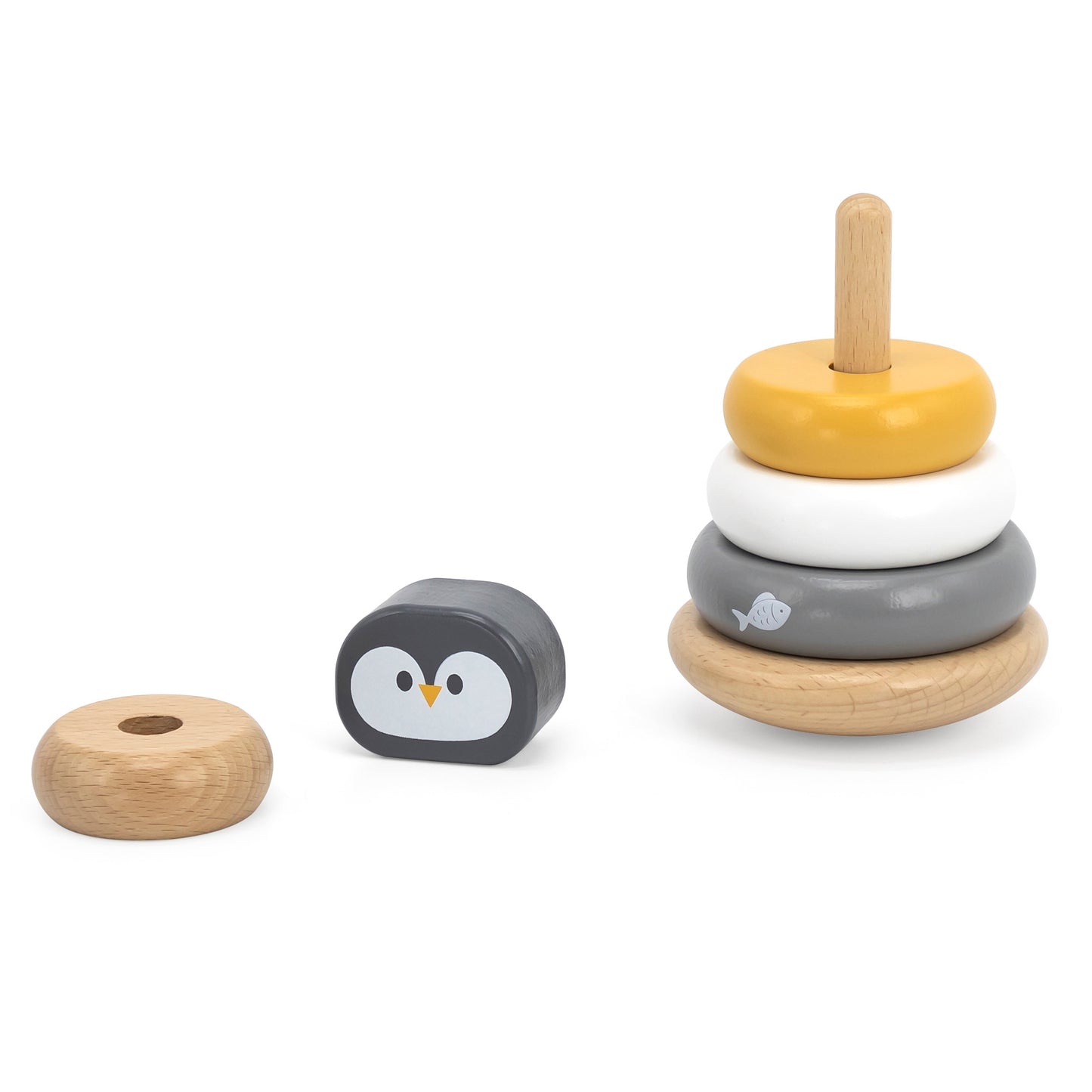 VIGA PolarB medinė edukacinė piramidė „Pingvinas“ – lavinamasis Montessori žaislas – vaizdas 4