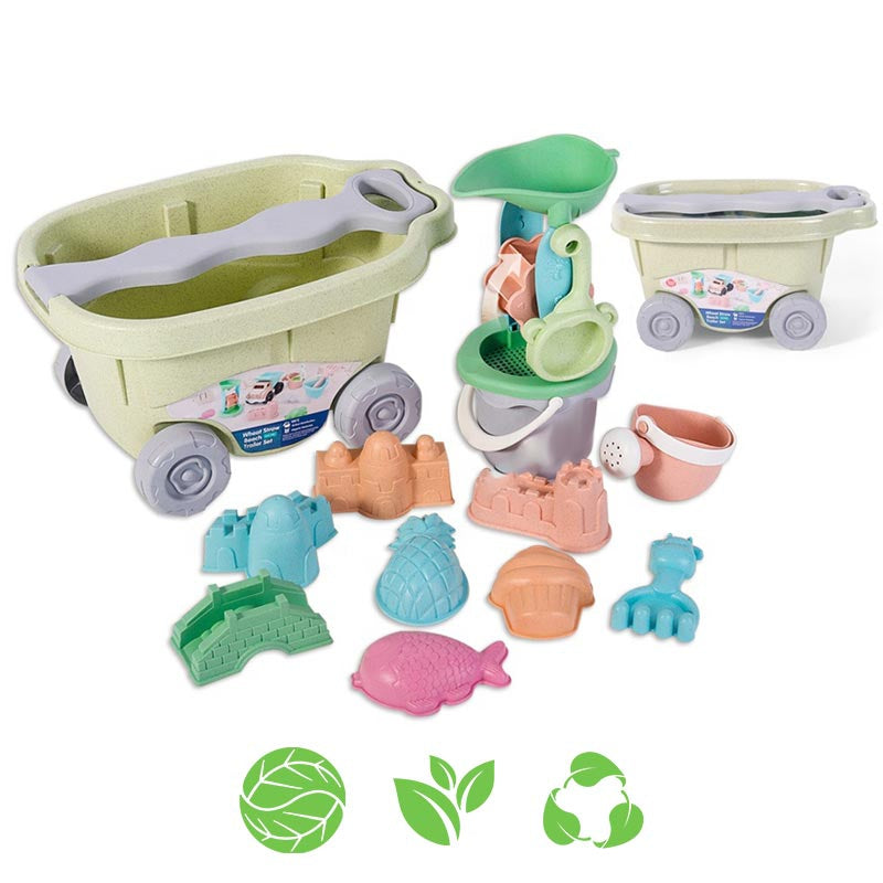 Woopie Green smėlio žaislų rinkinys su vežimėliu (13 dalių) – pagrindinis vaizdas