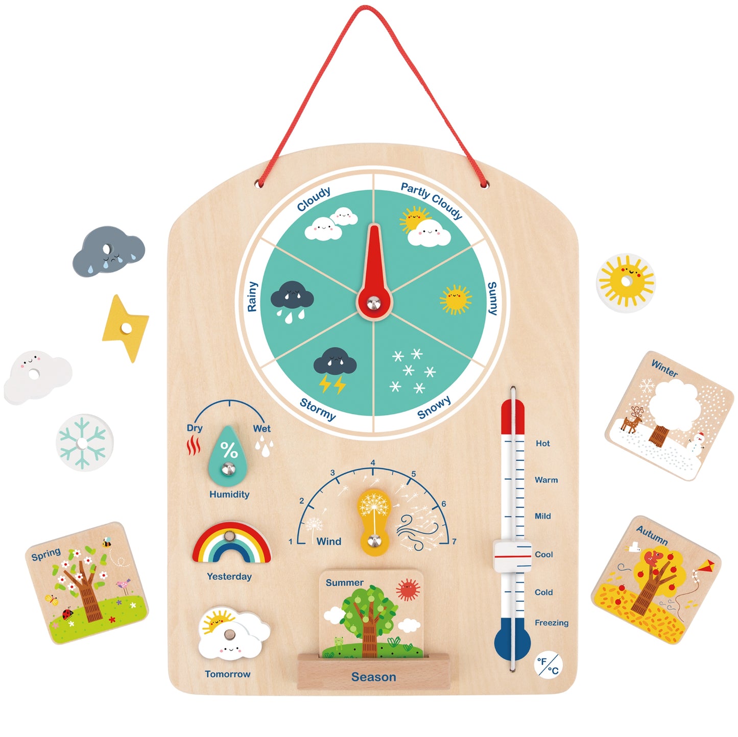 Tooky Toy edukacinis Montessori rinkinys 6in1: dėlionė, skaitliukai ir orų lenta, vaikams nuo 3 metų