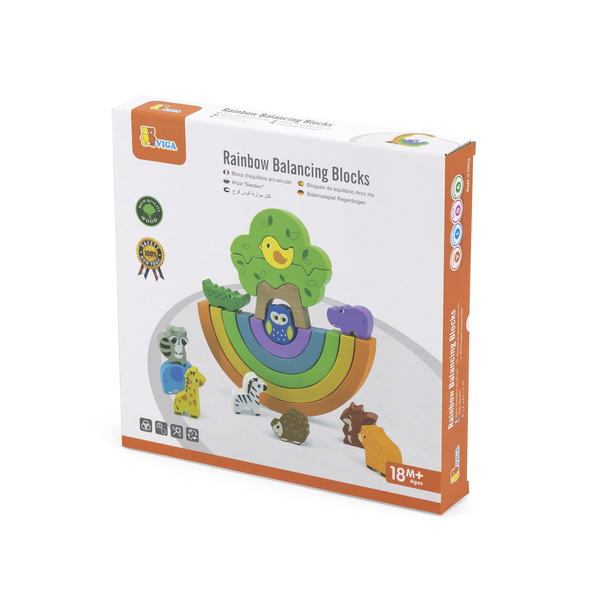 VIGA Medinė Vaivorykštė Montessori Dėlionė su Gyvūnėliais