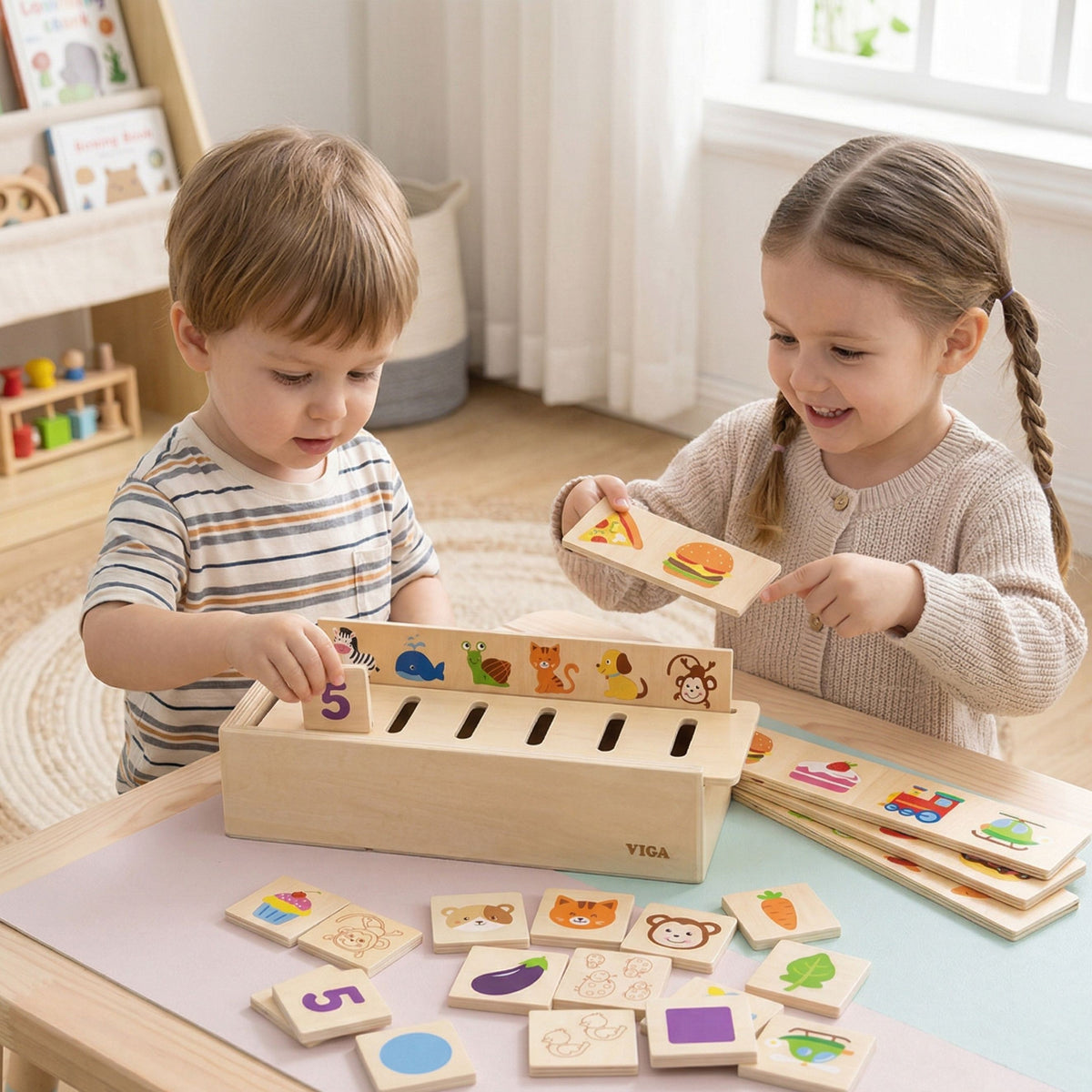 VIGA Medinis Rūšiuoklis – Gyvūnai Vaisiai Daržovės Montessori