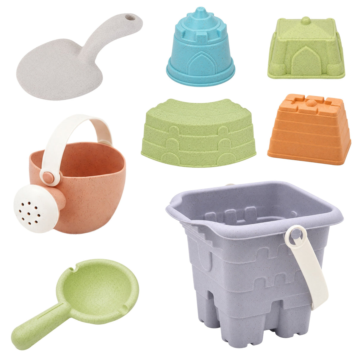 WOOPIE GREEN smėlio kibirėlių rinkinys 8 dalių, ekologiškas