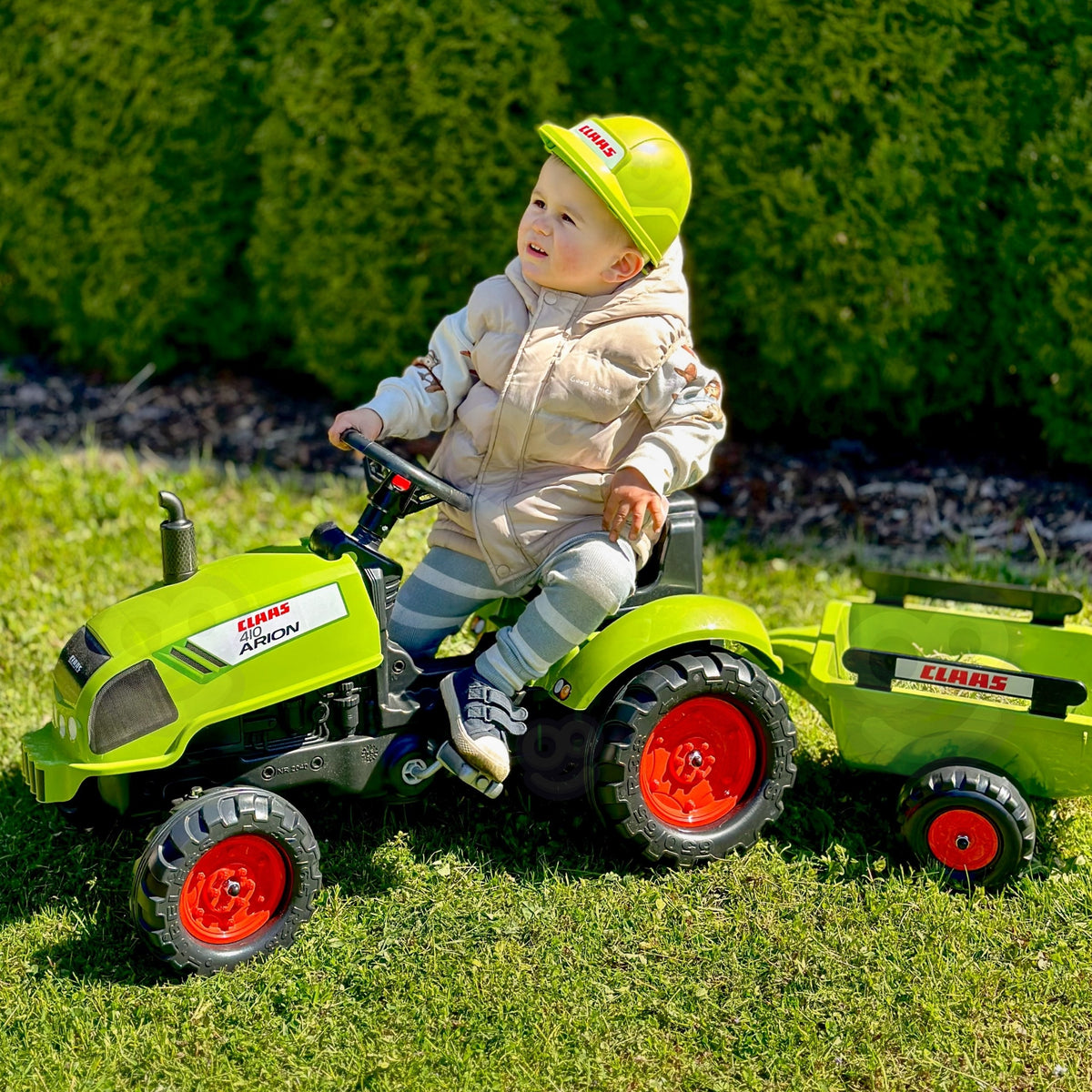 FALK Claas Green minamas traktoriukas su priekaba ir garsiniu signalu 2-5 m.
