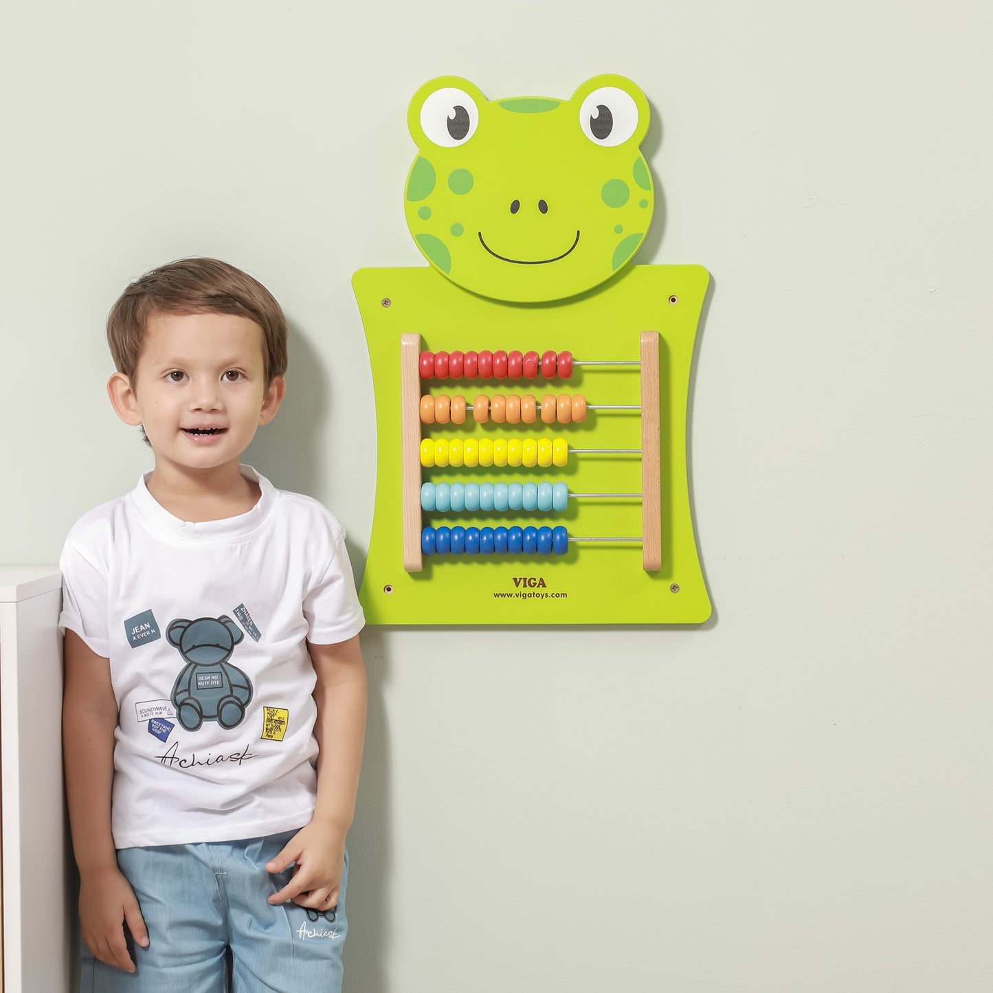 VIGA Medinė lavinamoji skaičiavimo lenta „Varlė“ su FSC sertifikatu Montessori – vaizdas 7