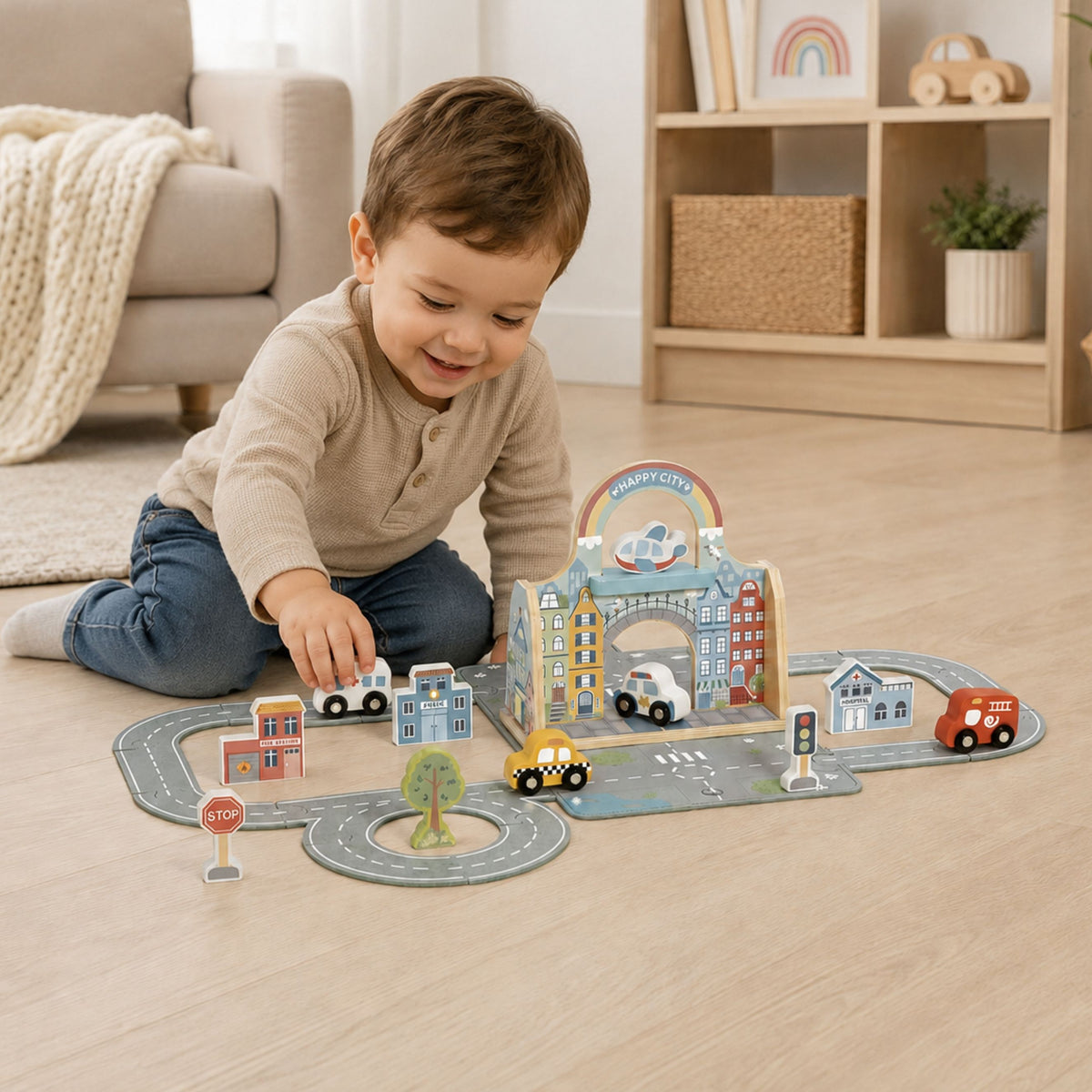 TOOKY TOY Mini miesto rinkinys kelionėms krepšelyje