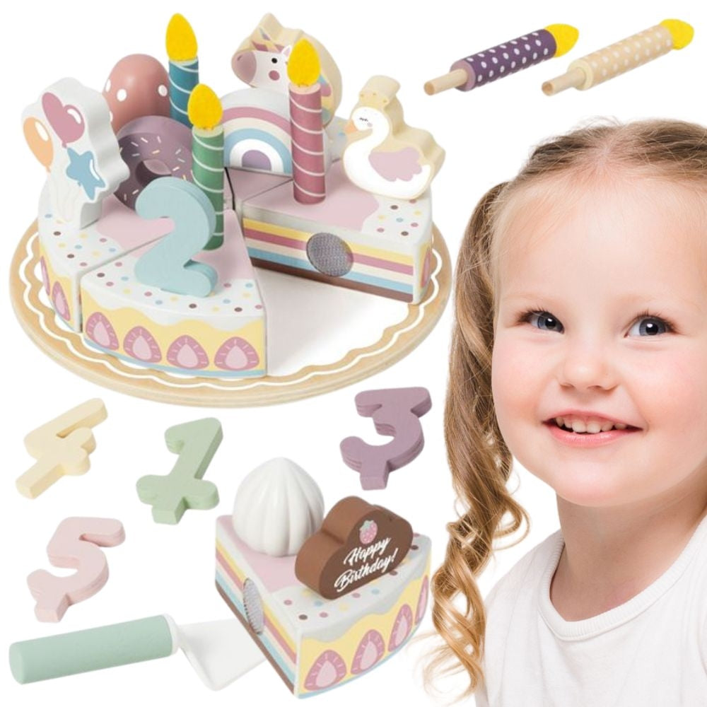 TOOKY TOY Medinis pjaustomas gimtadienio tortas su lipukais – pagrindinis vaizdas
