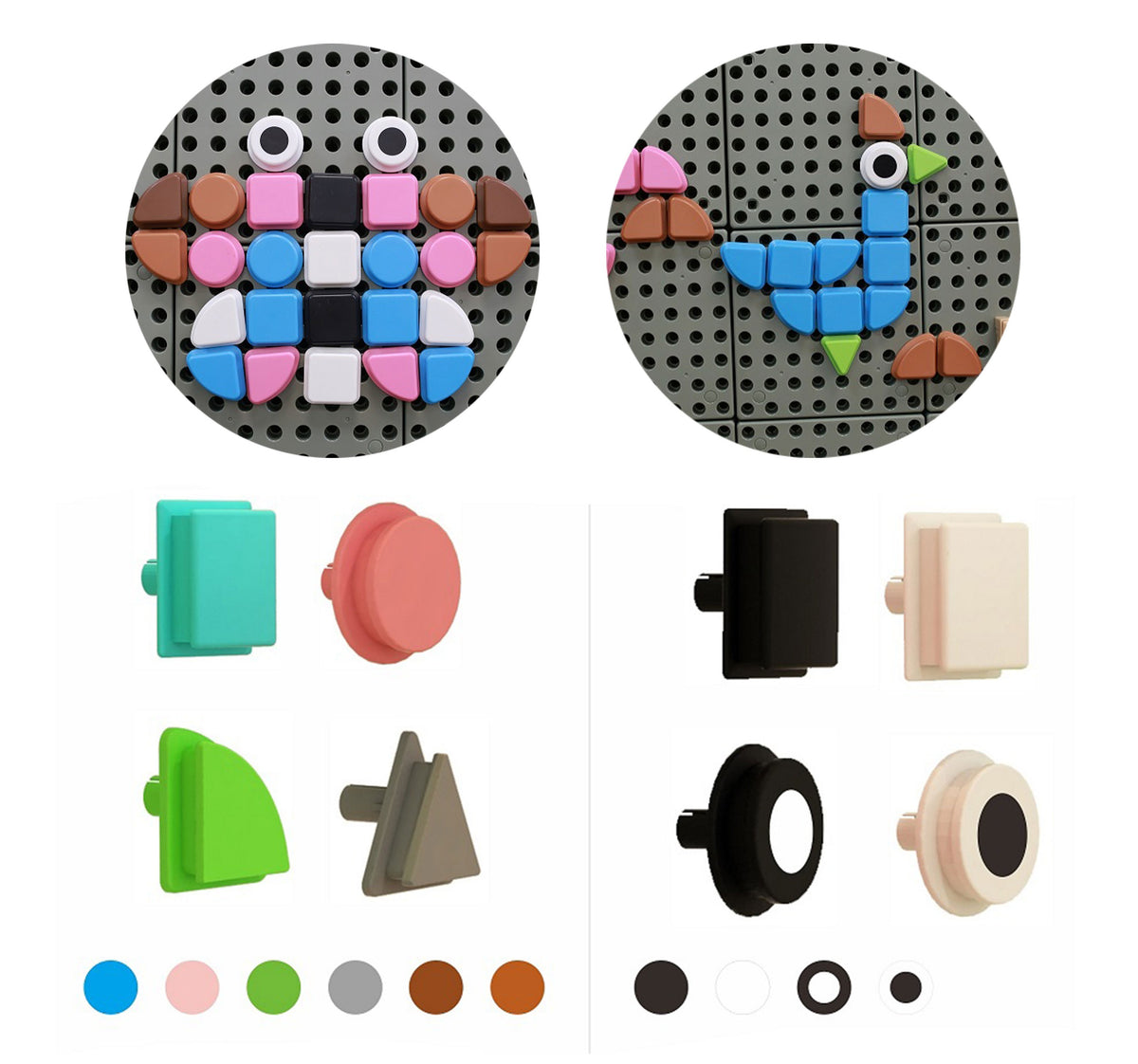 MASTERKIDZ 64 geometrinių formų kaladėlių STEM lentoms