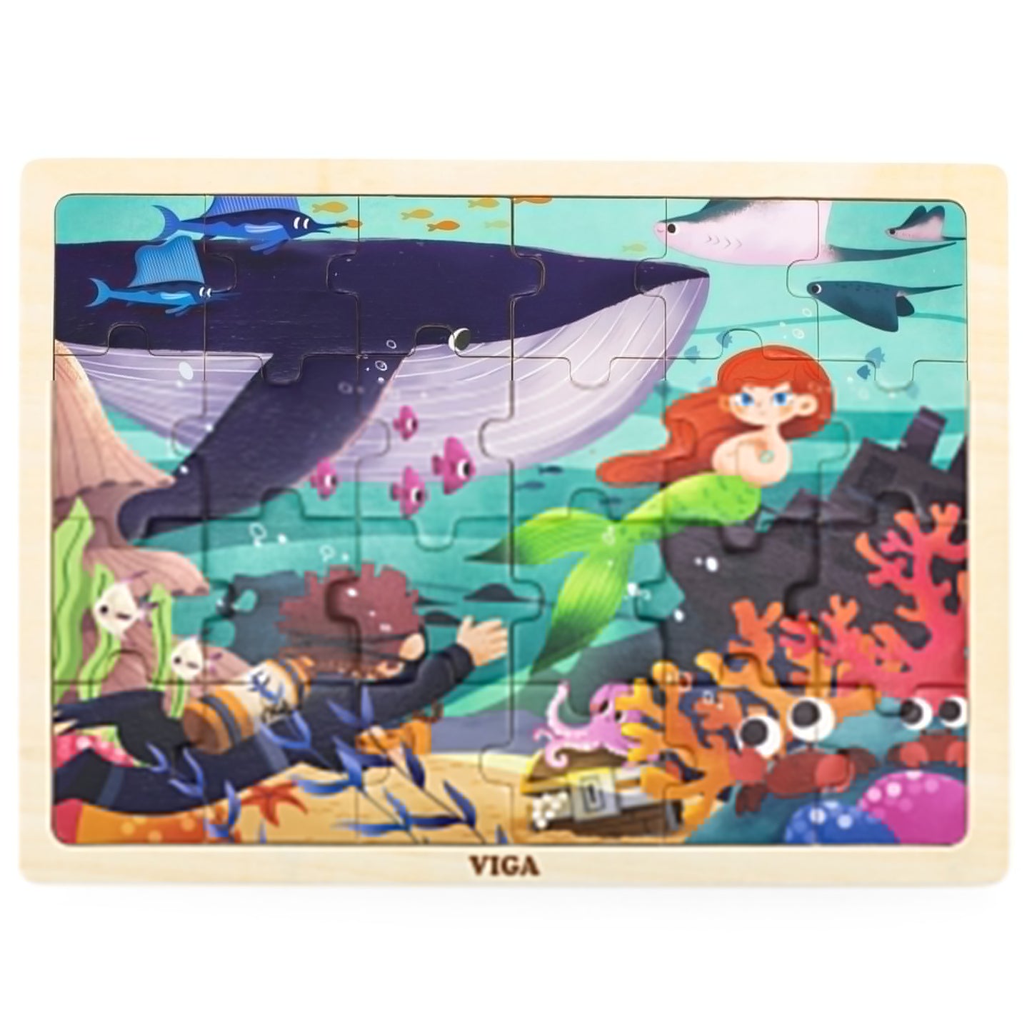 VIGA medinė 24 dalių dėlionė „Jūros paslaptys“ – vaizdas 6