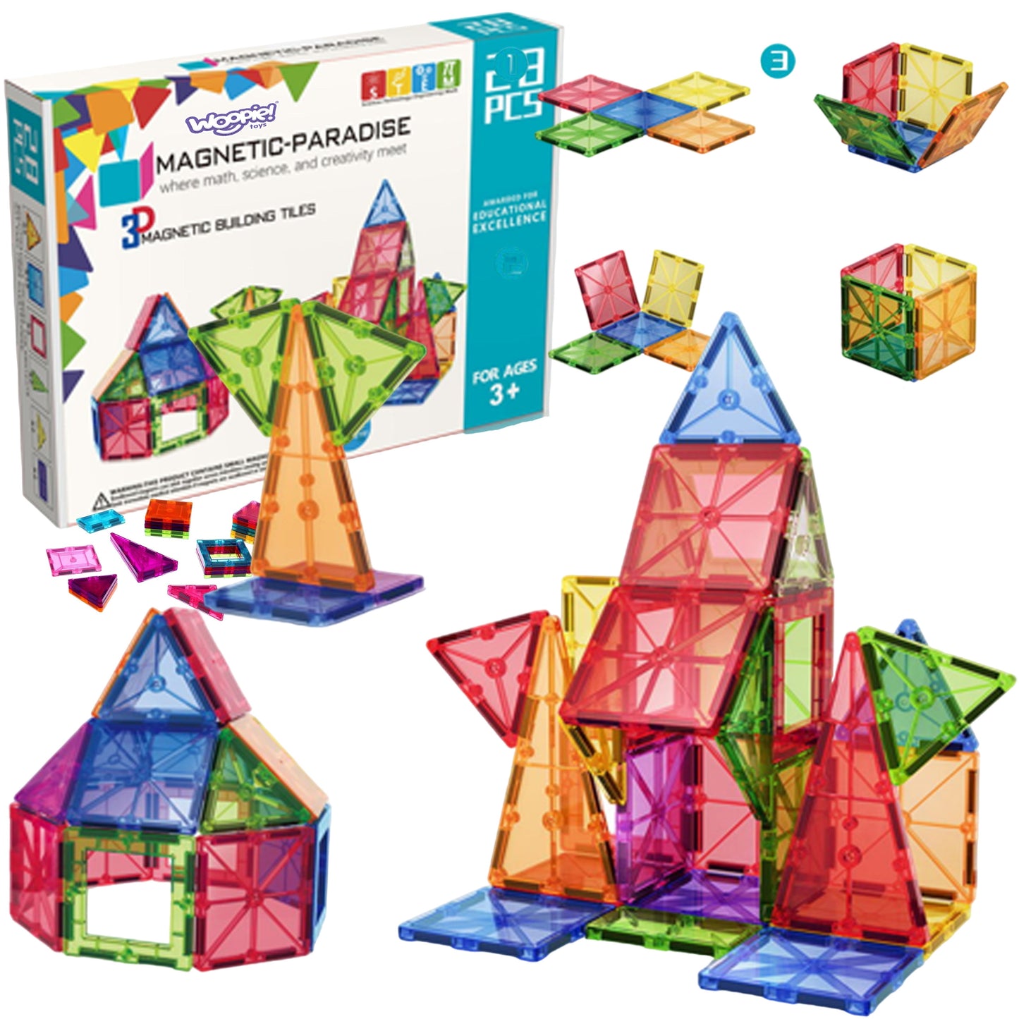 WOOPIE 3D Montessori Magnetiniai Konstruktoriaus Blokeliai Vaikams