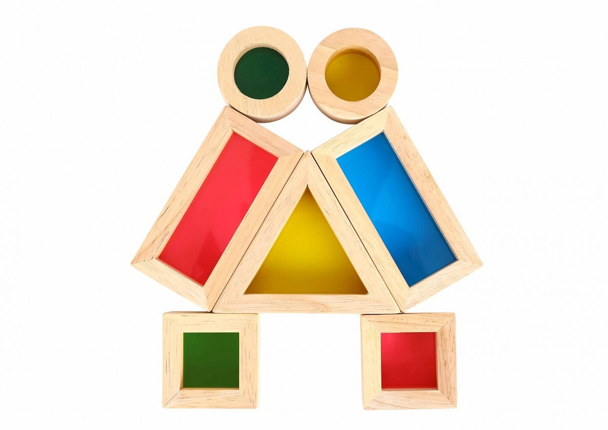 TOOKY TOY Medinės spalvotos veidrodinės kaladėlės, rinkinys iš 8 dalių, FSC – vaizdas 5