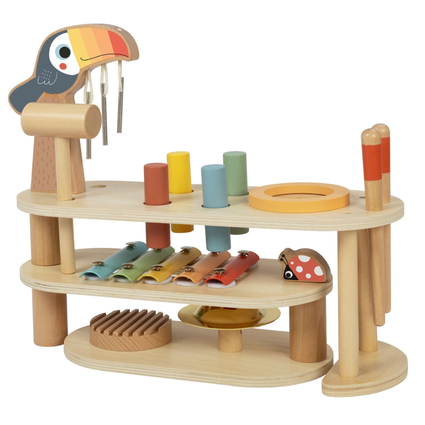 TOOKY TOY Medinė Muzikos Stalelė su Tukanu – Lavinamasis Žaislas