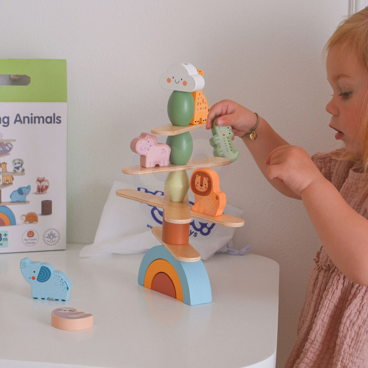 WOOPIE GREEN Balansinė Dėlionė Medinis Gyvūnų Rinkinys FSC
