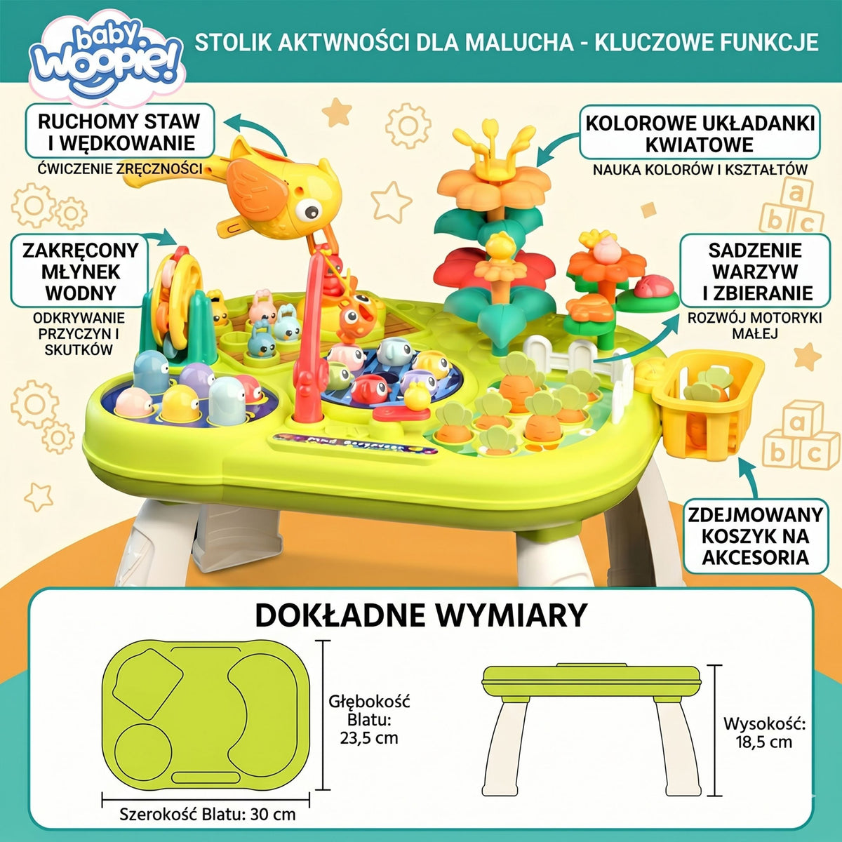 WOOPIE BABY Interaktyvus 8-in-1 Montessori lavinamasis stalas
