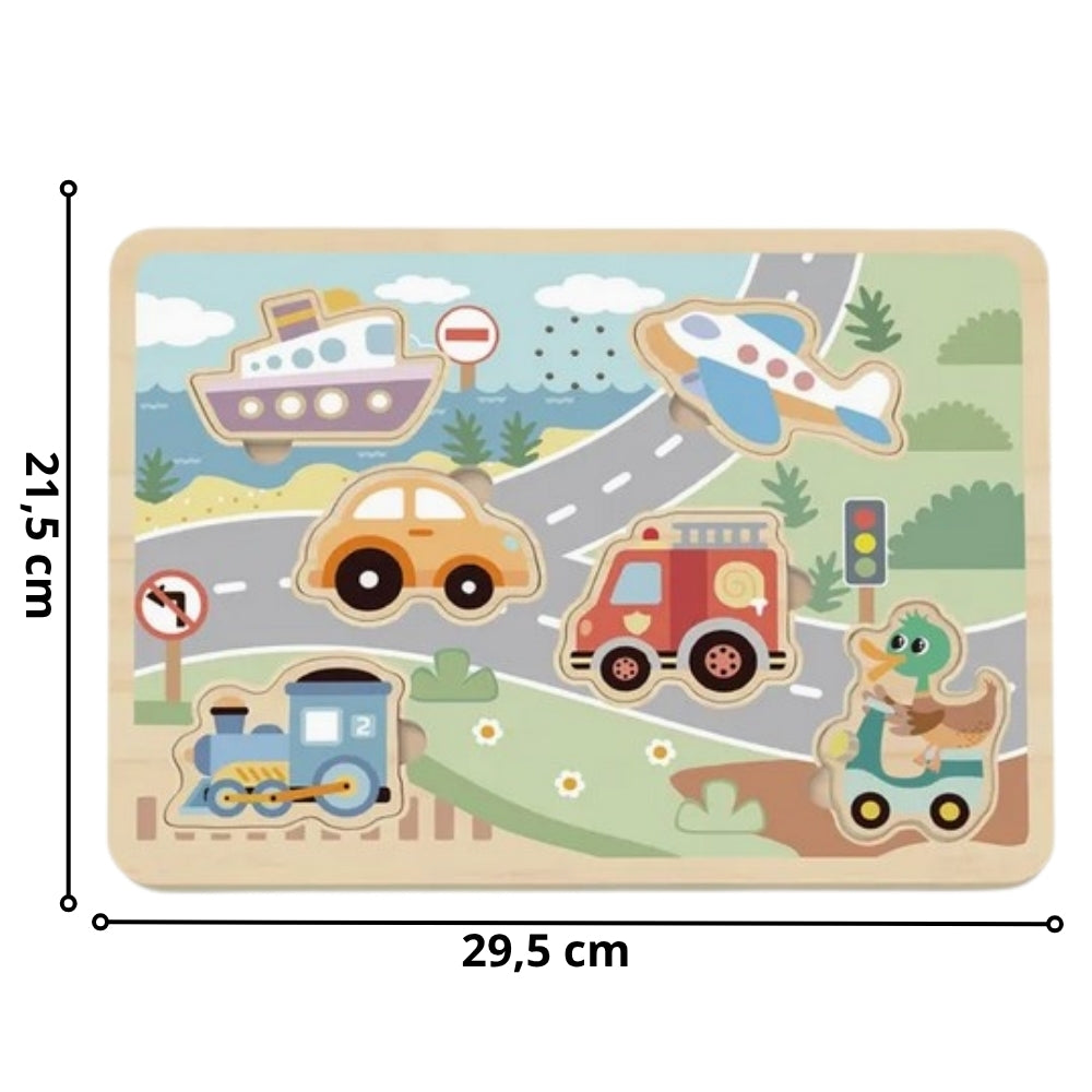 TOOKY TOY Medinė interaktyvi transporto priemonių dėlionė – vaizdas 4