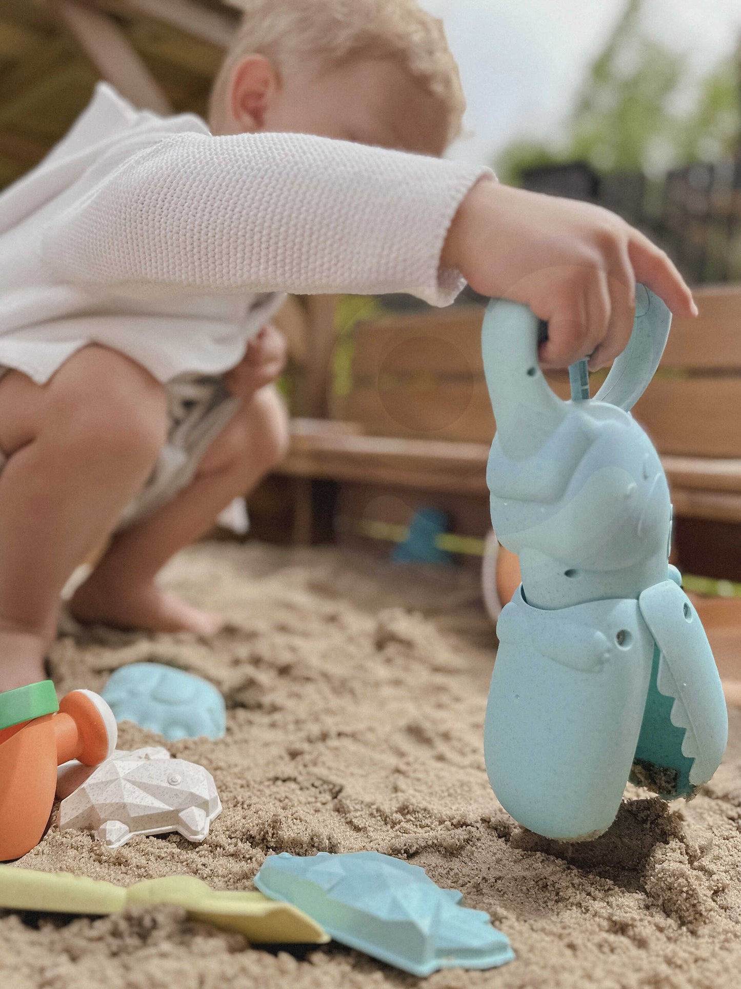 WOOPIE GREEN Biologiškai skaidomas krokodilo formos kastuvas smėliui ir vandeniui, mėlynas – vaizdas 7