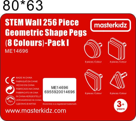 MASTERKIDZ Geometriniai elementai 8 spalvų, 256 vnt. STEM priedai