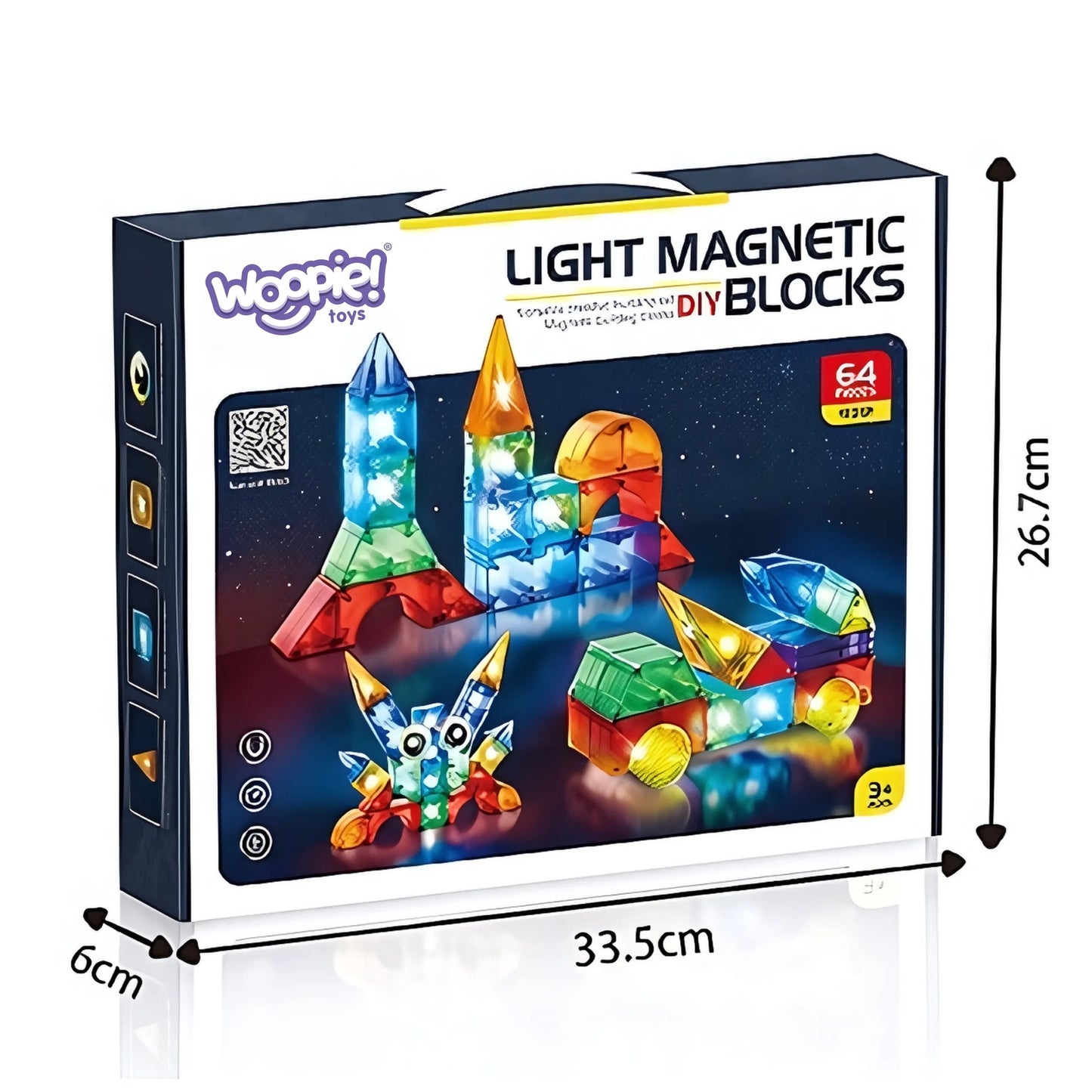 WOOPIE Magnetiniai 3D Kubai Lavinamasis Rinkinys 63 vnt.