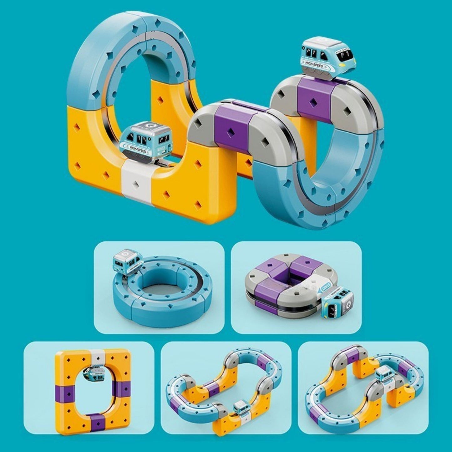 WOOPIE Magnetinė Traukinio Trasa Konstruktorius STEM 54 vnt.