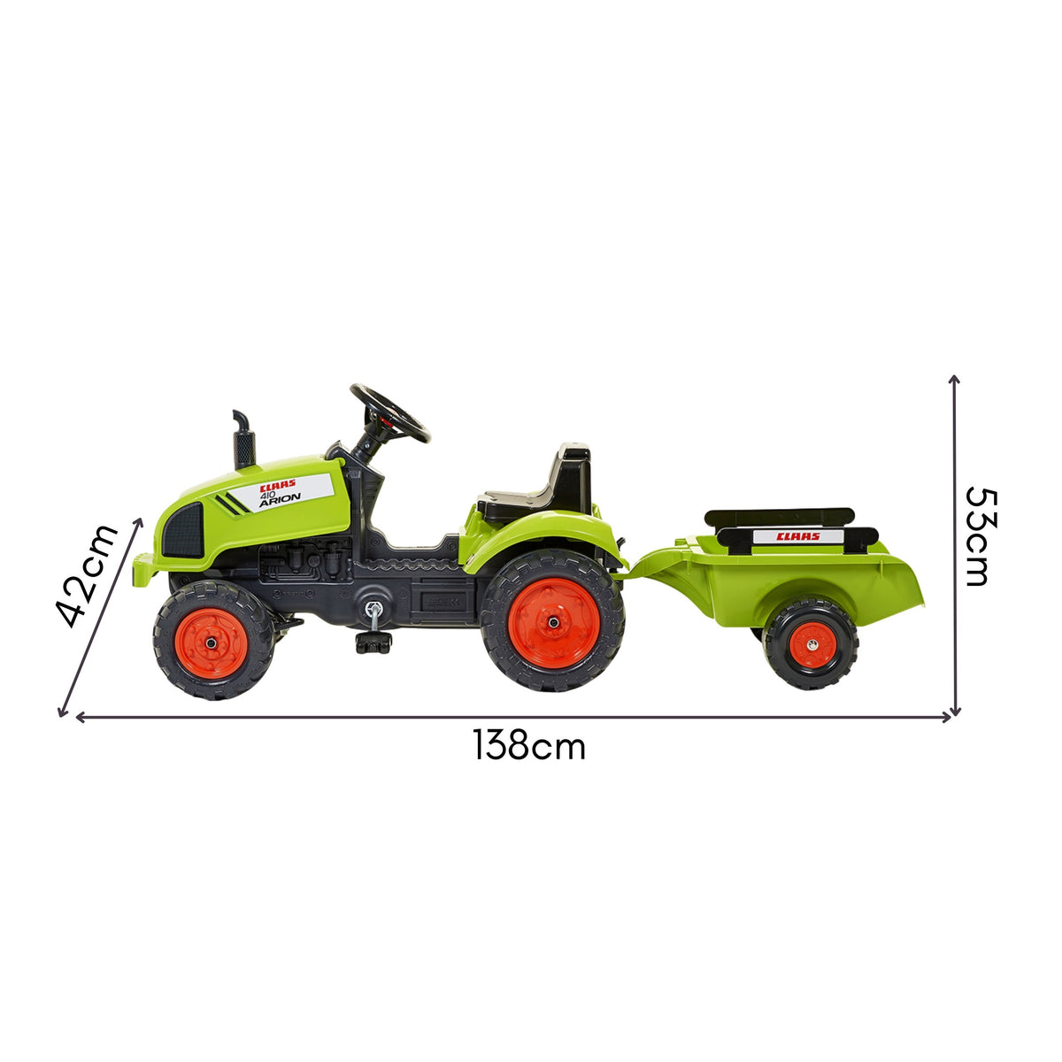 FALK Claas Green minamas traktoriukas su priekaba ir garsiniu signalu 2-5 m.