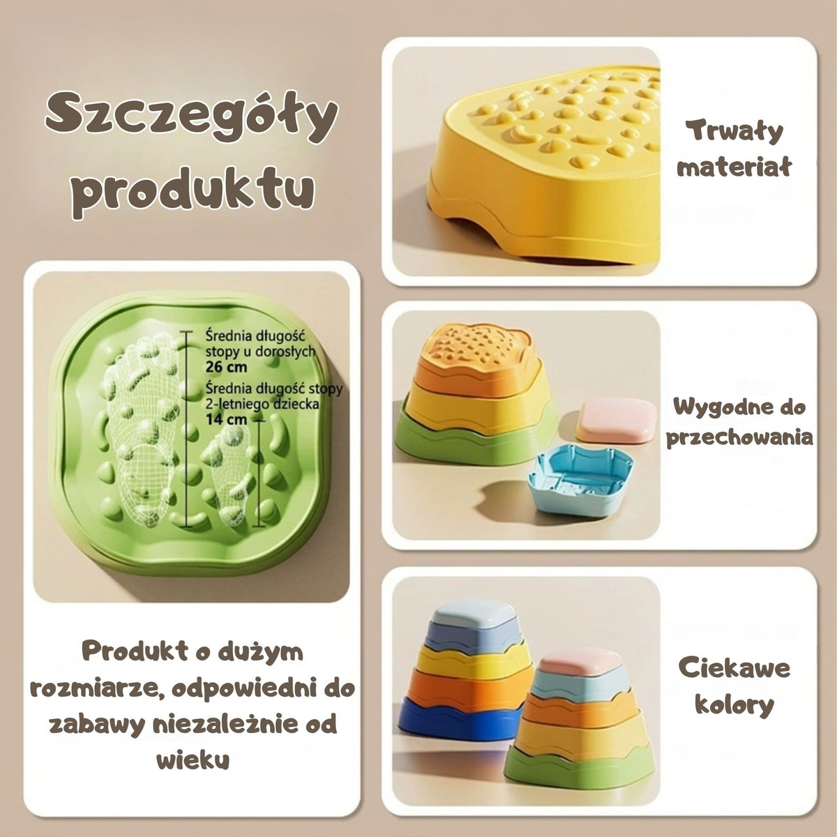 WOOPIE Sensoriniai Pusiausvyros Akmenys 5 vnt. Vaikams nuo 3 Metų