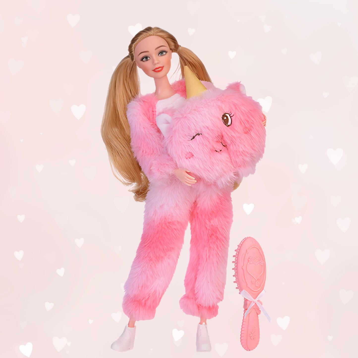 WOOPIE ROYAL lėlė Emi su rožiniu meškiuko kostiumu, 29 cm – vaizdas 3