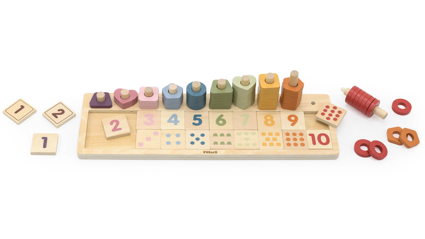VIGA PolarB Medinis skaičiuotuvas ir rūšiuoklis (Montessori) skaičių mokymuisi