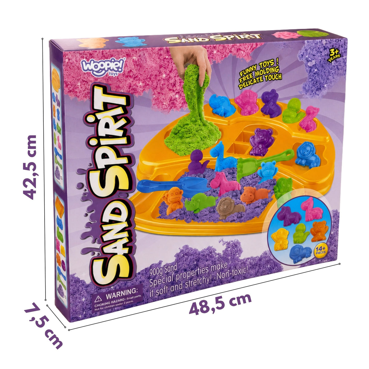 WOOPIE Kinetinio smėlio rinkinys su gyvūnų formelėmis, 3+