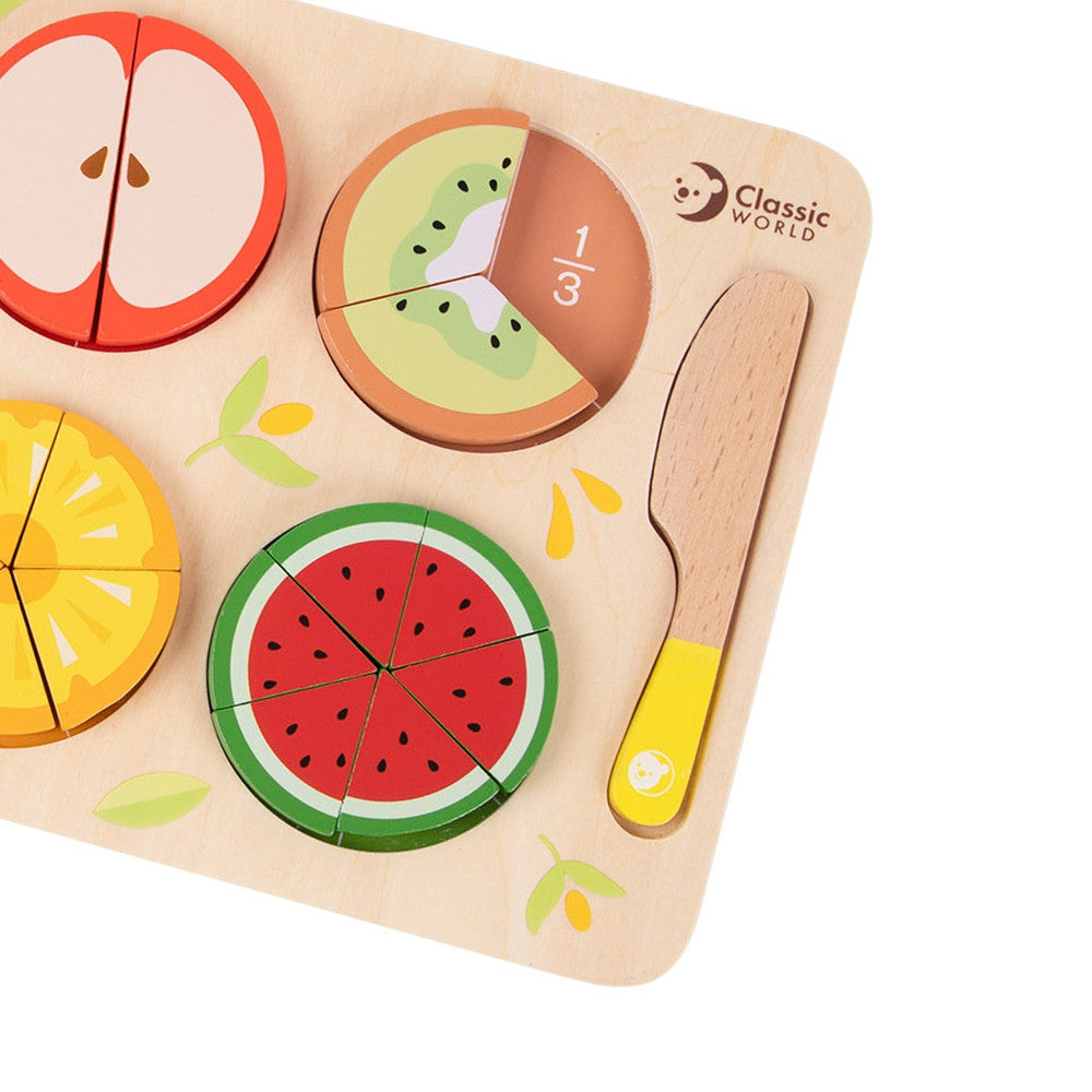 CLASSIC WORLD Medinių Vaisių Pjaustymo Rinkinys Montessori 23 vnt.